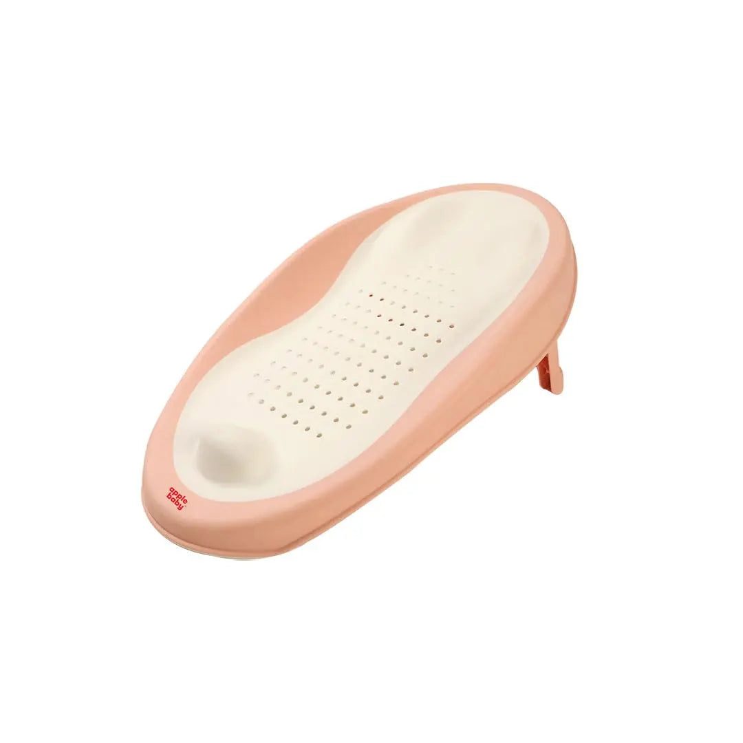 Apple Baby Bather tub Bath Support, Soft-Touch TPE Material, Non-Slip Surface with Quick Drain Holes, Compact and Lightweight (Pink) Apple Baby