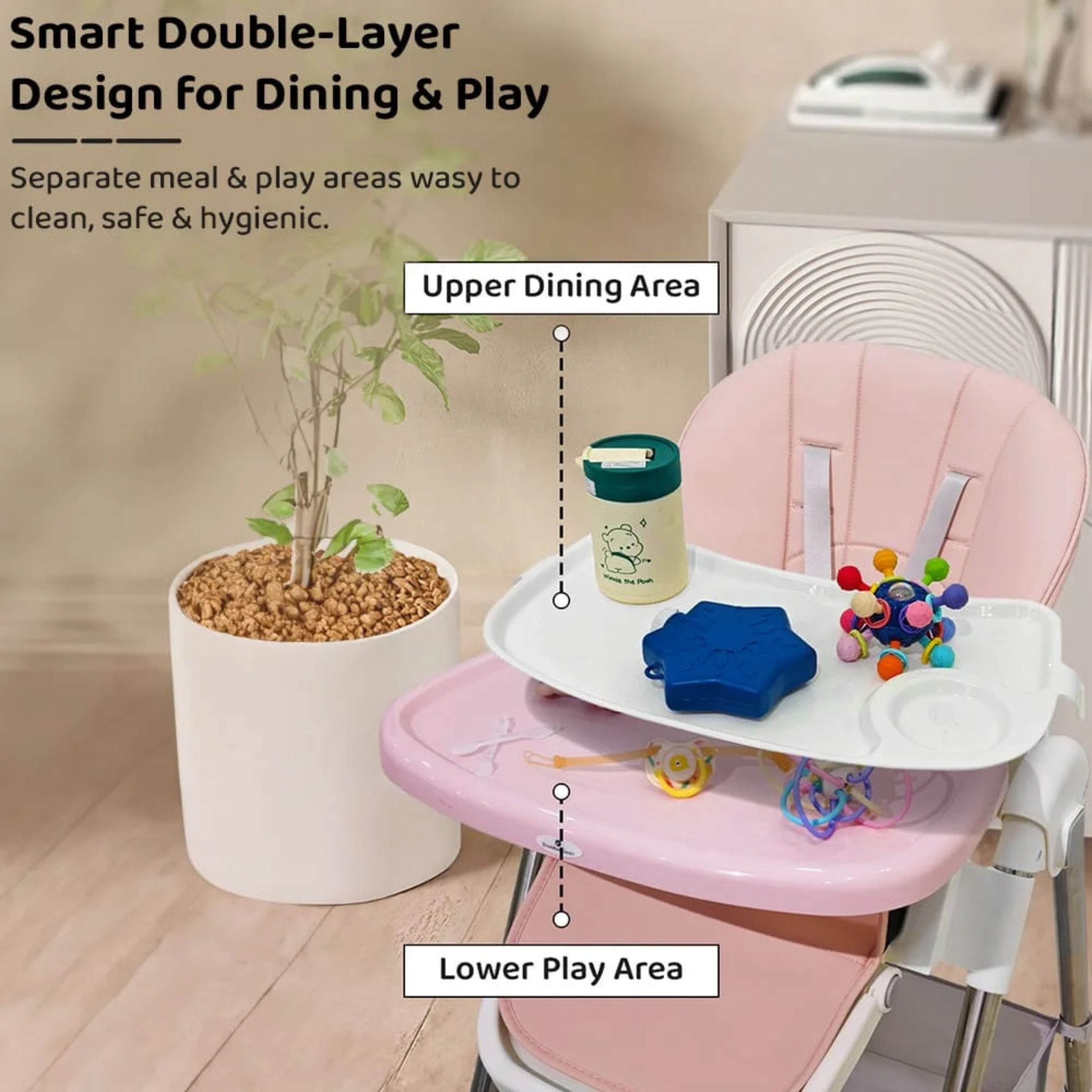 Galaxy Star Baby High Chair for Kids | Adjustable Feeding Chair with Safety Belt & Dining Tray