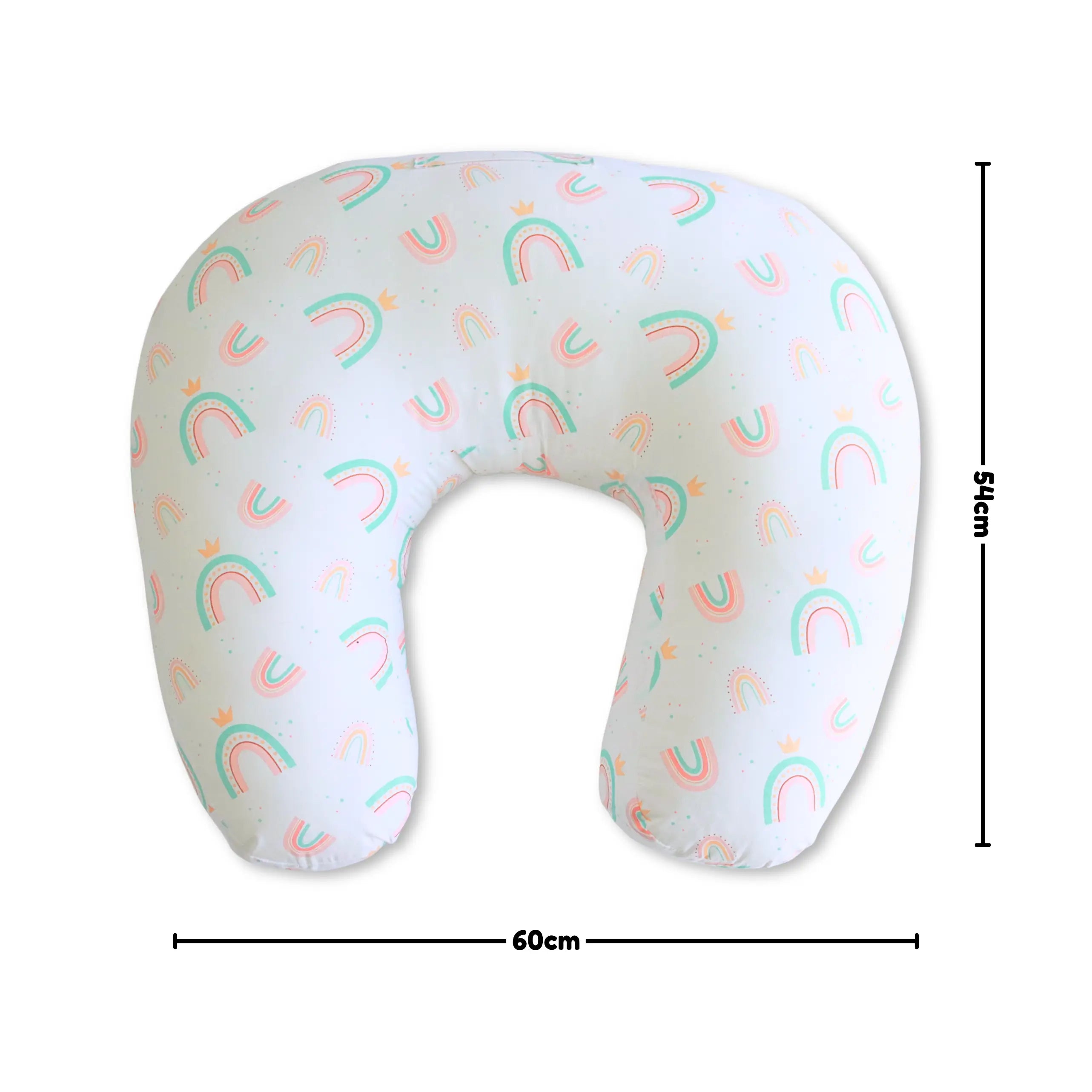 Newborn Nursing Feeding Pillow, Breastfeeding Pillows with Removable Cover, Infant Support for Baby & Mom - white Rainbow theme babee D