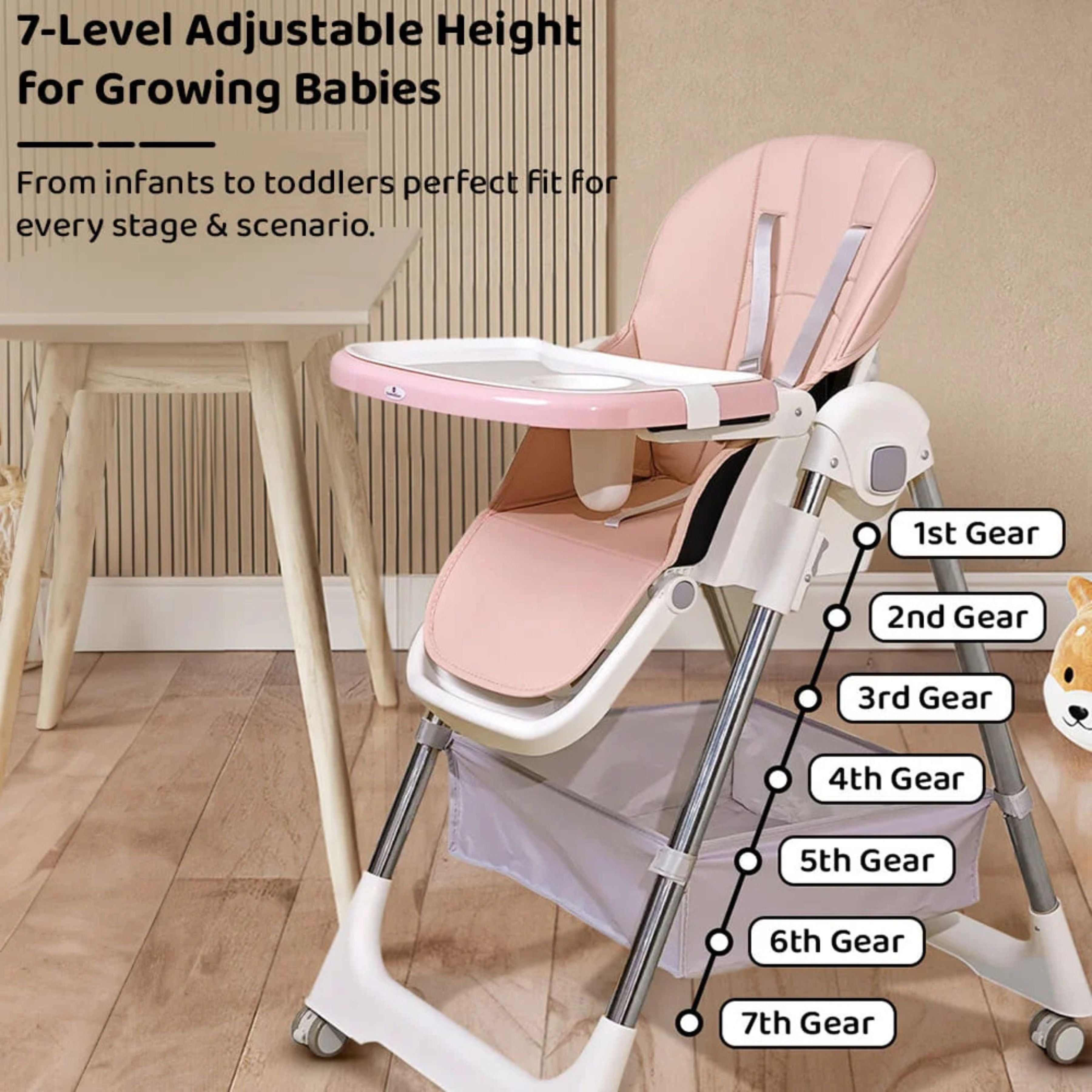 Galaxy Star Baby High Chair for Kids | Adjustable Feeding Chair with Safety Belt & Dining Tray