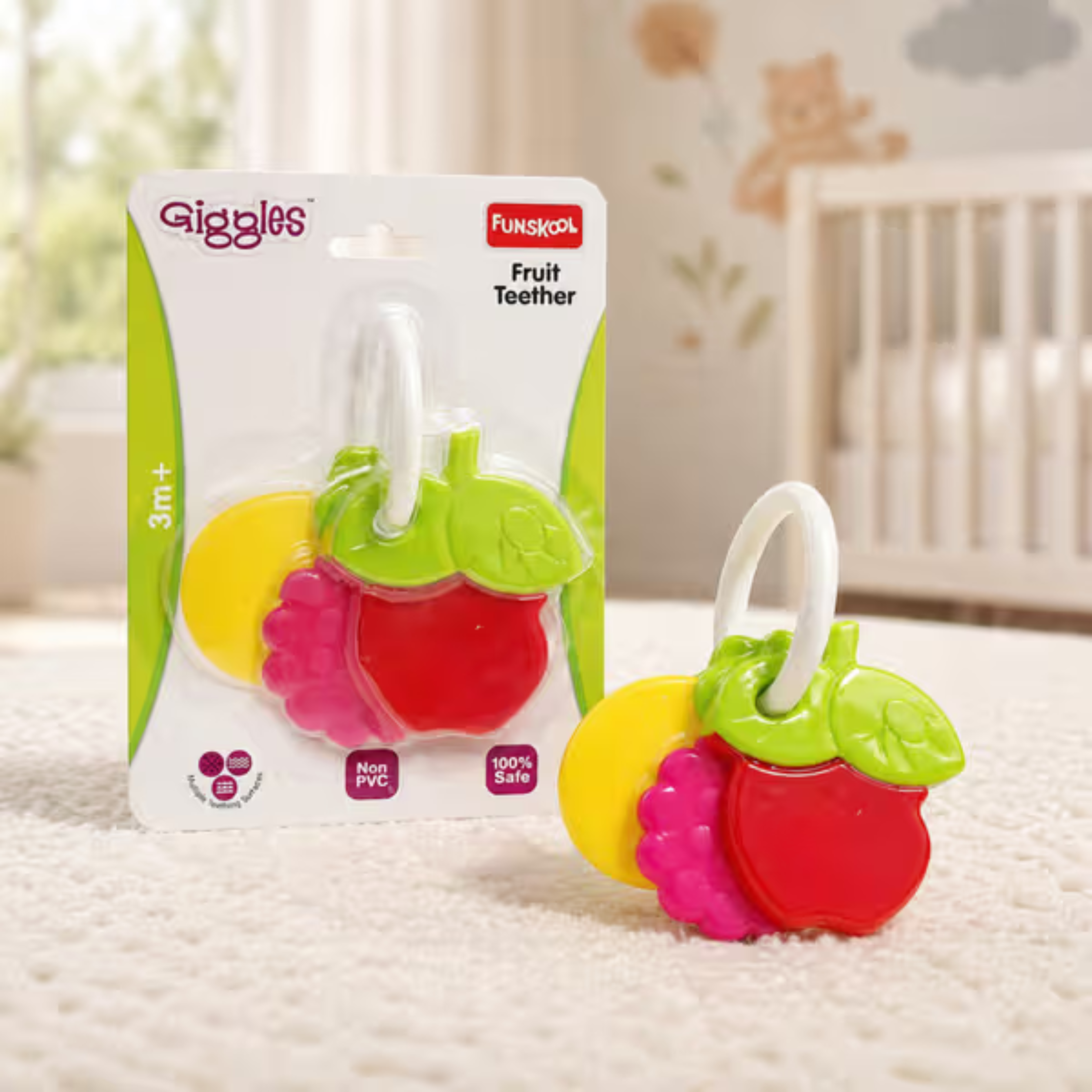 Funskool Giggles Fruit Teether for Babies | BPA Free Soft Baby Teething Toy for Infants