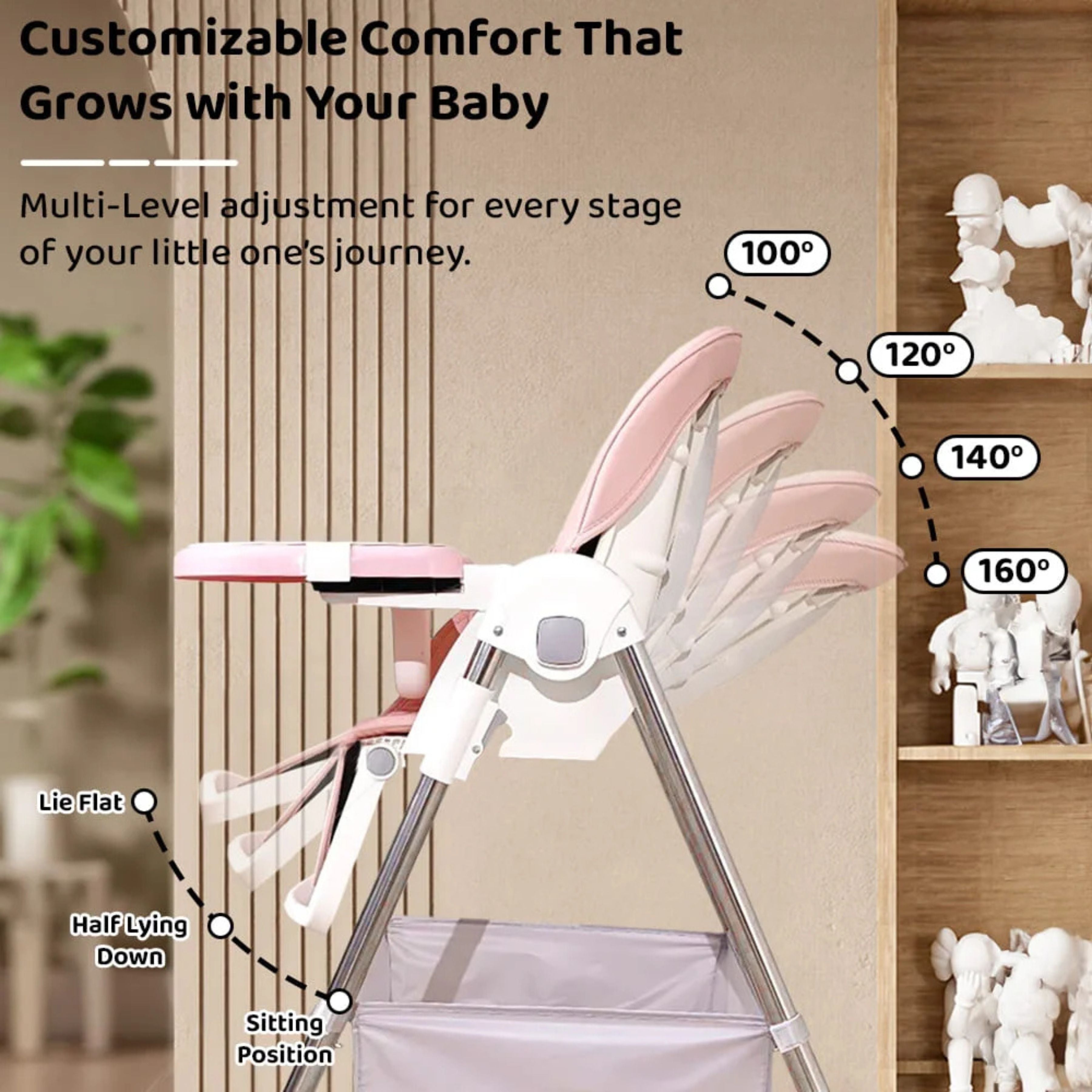 Galaxy Star Baby High Chair for Kids | Adjustable Feeding Chair with Safety Belt & Dining Tray