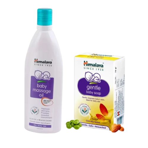 Himalaya Baby Massage Oil 100 ml + Gentle Baby Soap 50 g | Nourishing & Mild Baby Care Combo Pack