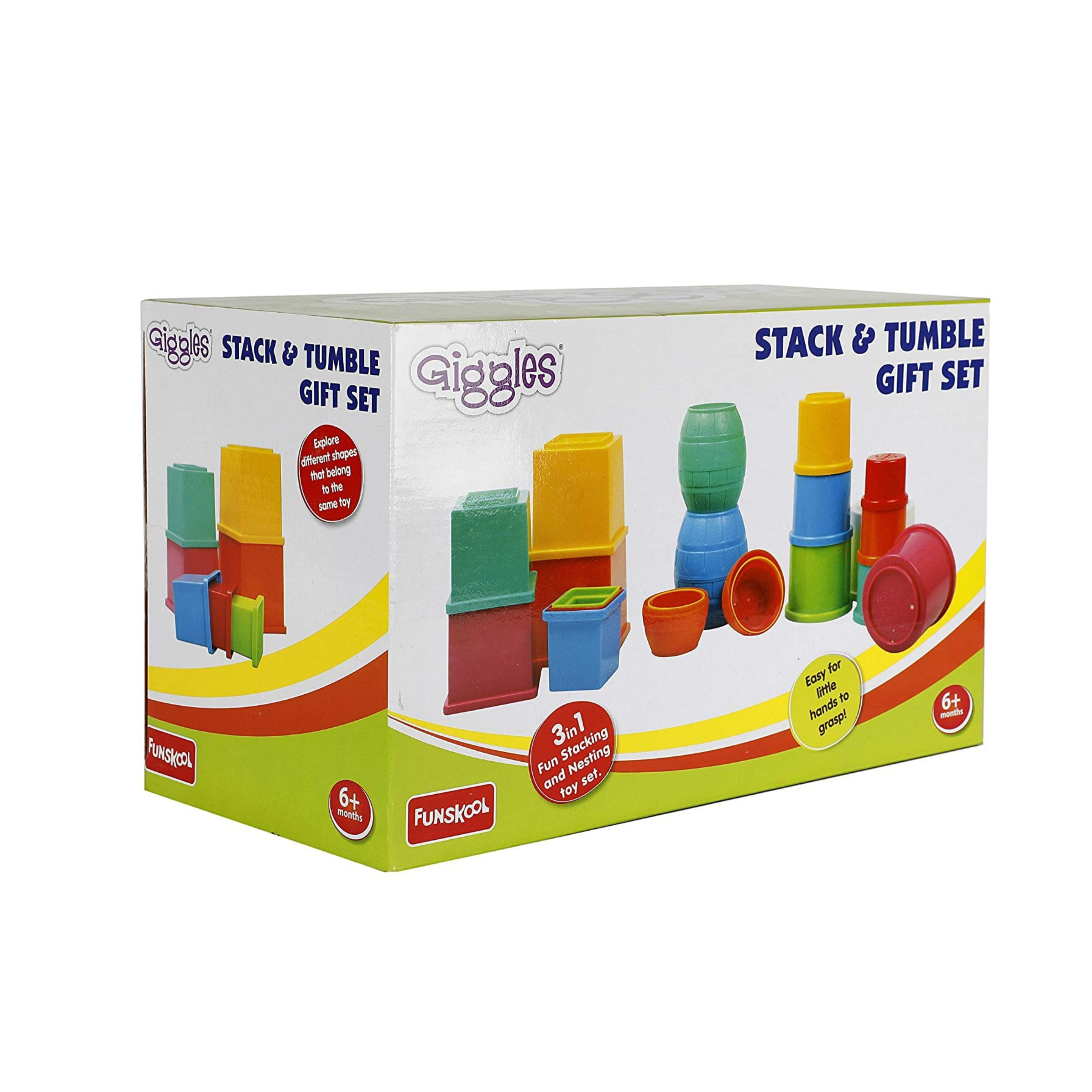 Funskool Giggles 3 in 1 Stack & Tumbler Toy Gift Set - 12m+