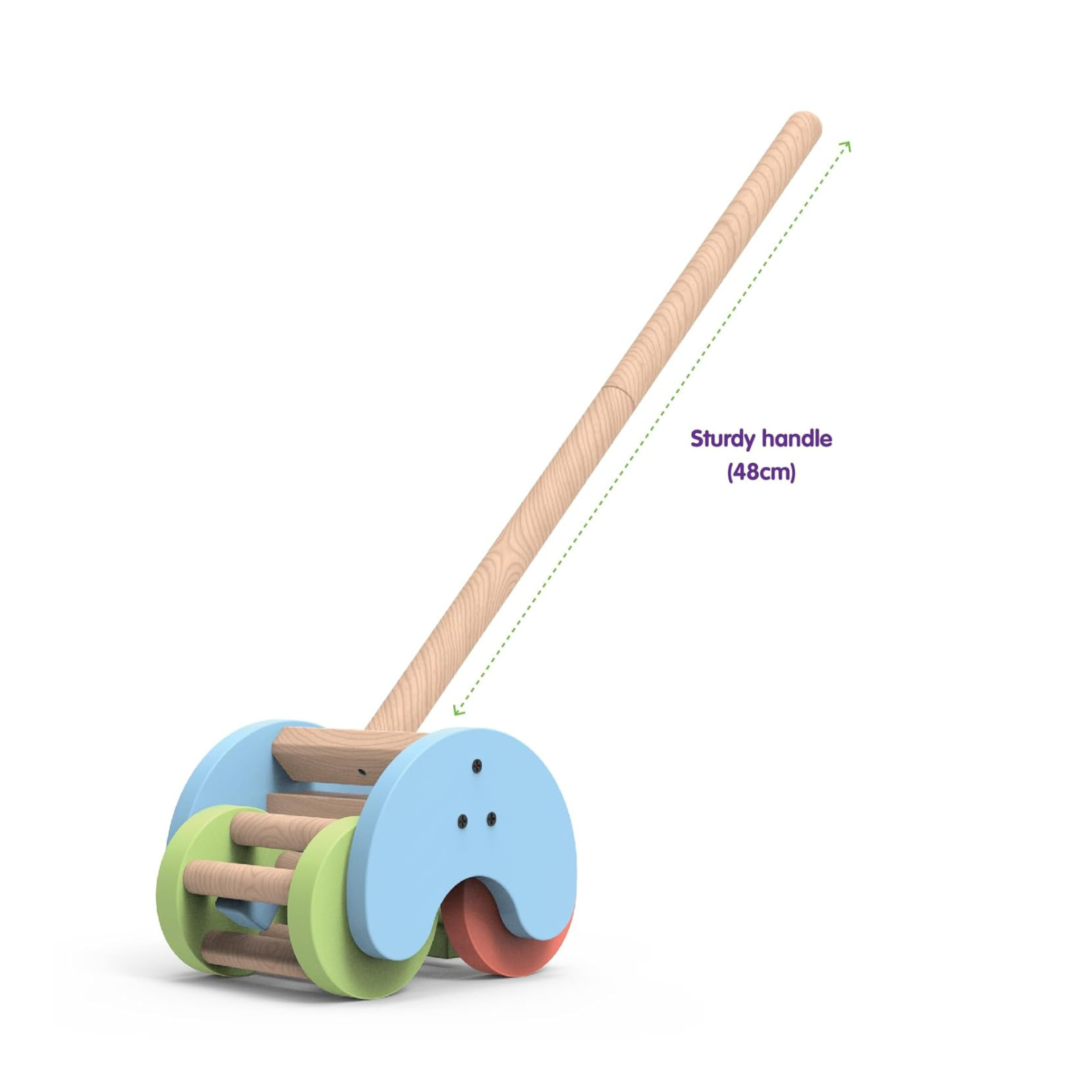 Funskool Giggles Rattle Strider Wooden,Push Along Toy, with Detachable Handle, Ideal for Toddlers, Playful Kid Toy, 18months and Above