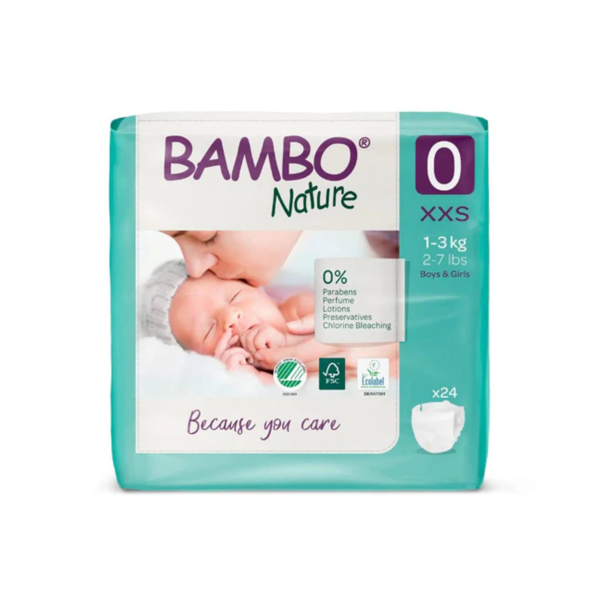 Bambo Nature Monthly Box - Skin Friendly Tape Style Diapers (size - 0) - XXS ( Pack Of 6 ) Bambo Nature