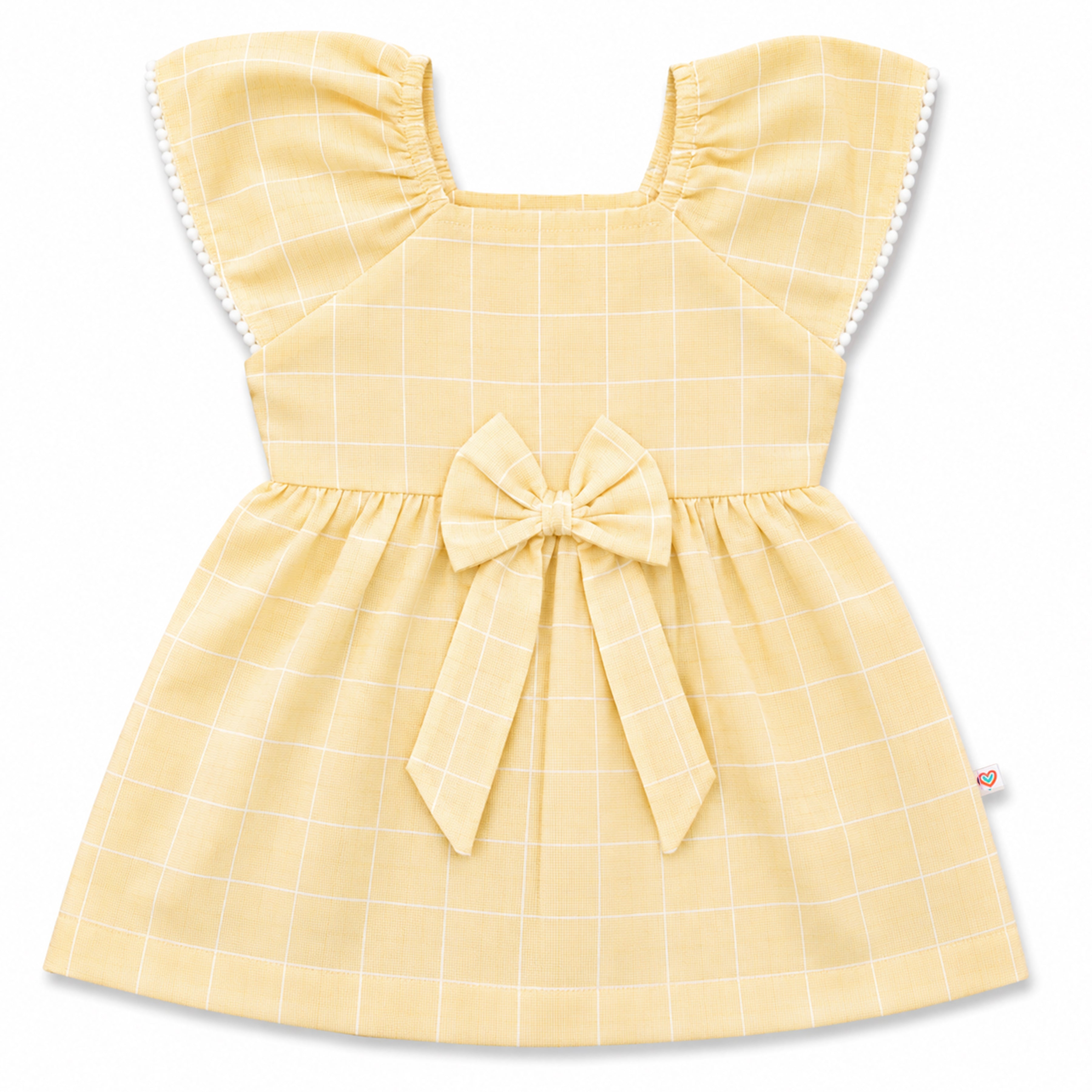 Baby Girl Pink Checkered Cotton Frock with Bow | Soft Sleeveless Flutter Sleeve Dress | Newborn, Infant & Toddler Party Wear