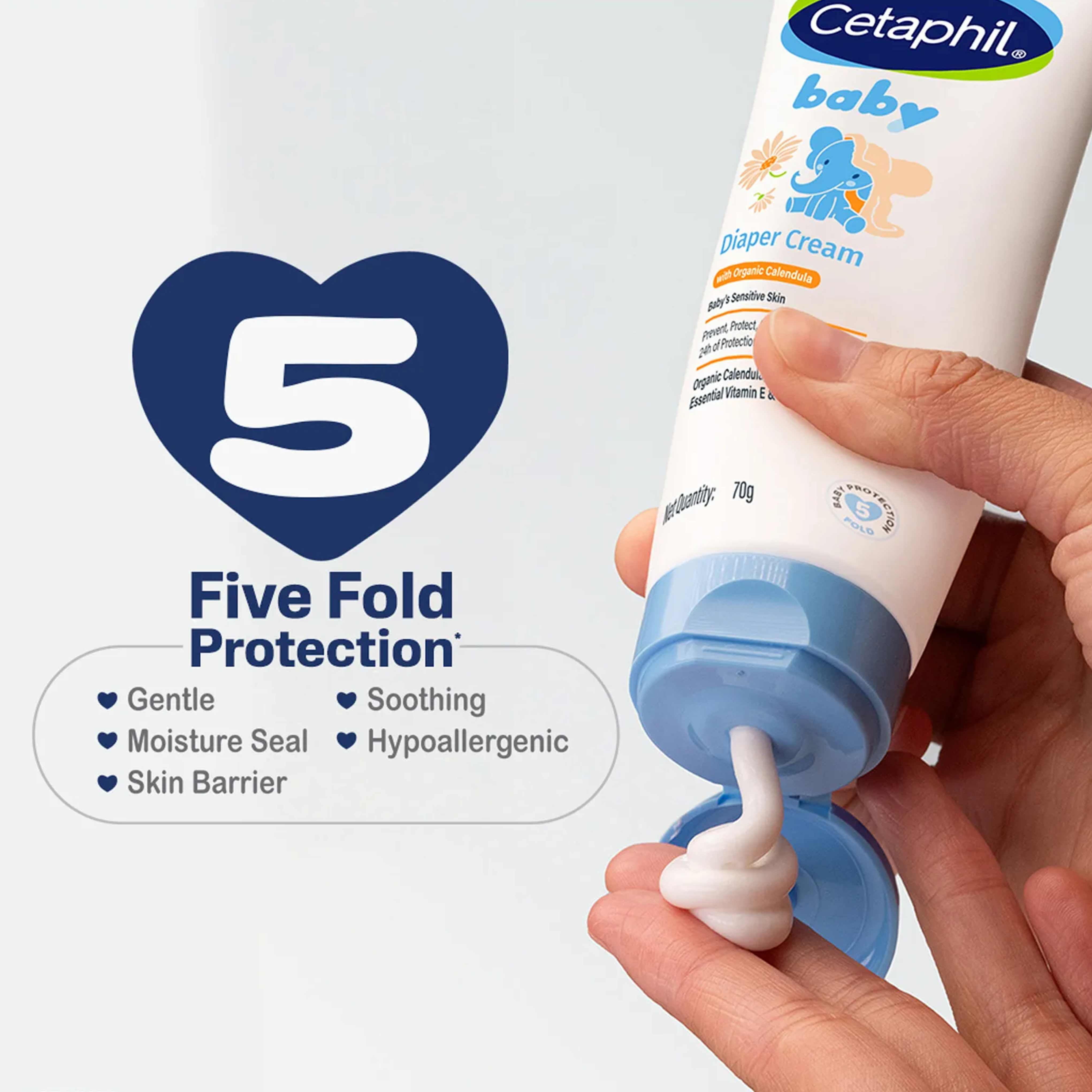 Cetaphil Baby Diaper Cream | Soothing & Protective Rash Cream for Newborns | Gentle Care for Sensitive Baby Skin-70g