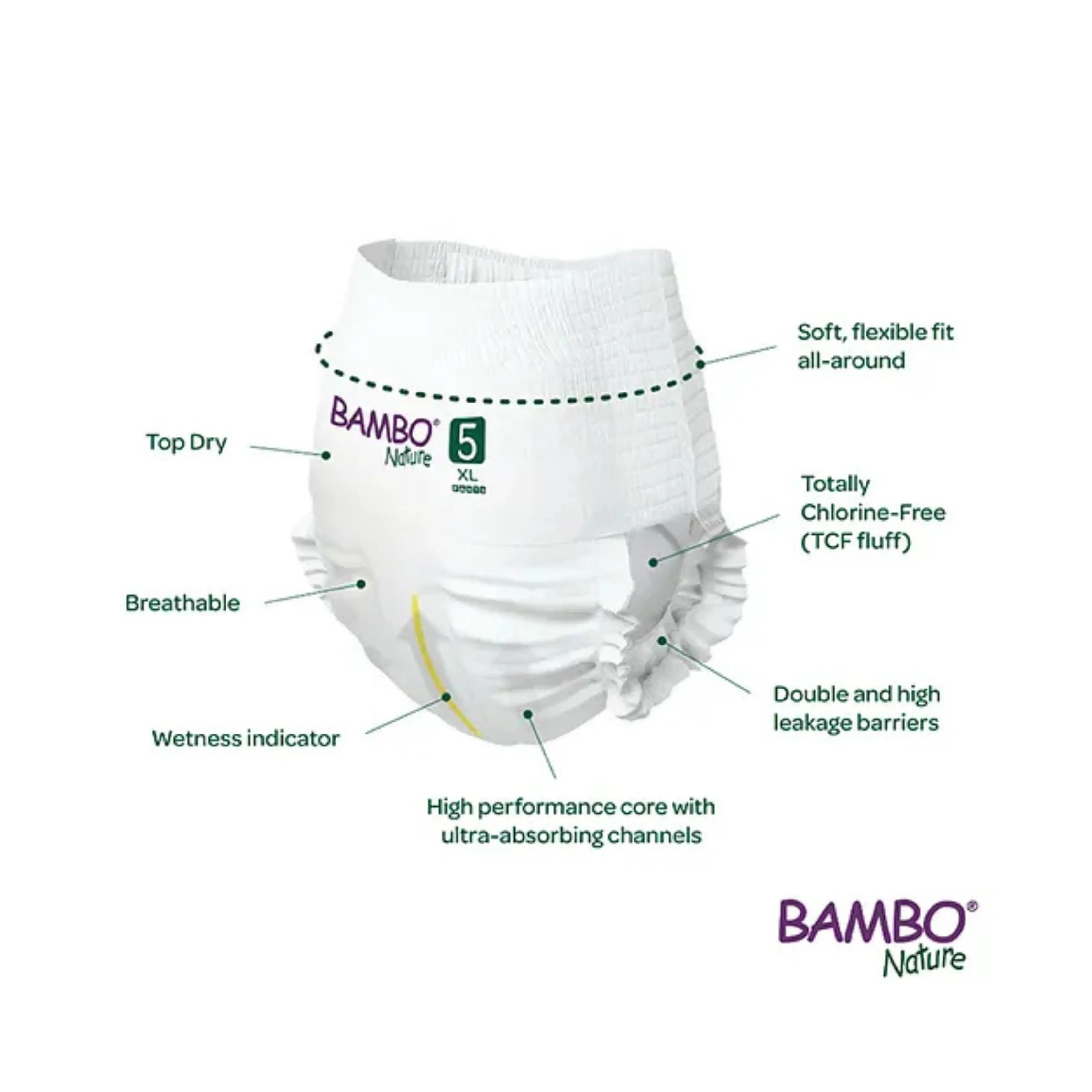 Bambo Nature Monthly Box - Skin Friendly Pant Style Diapers (size - 5) - Extra Large ( Pack Of 6 ) Bambo Nature