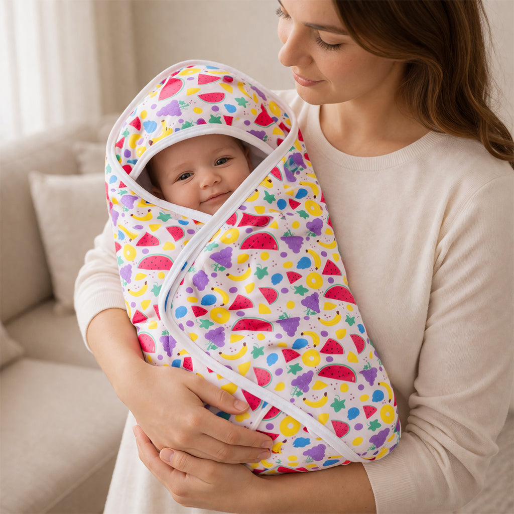 Soft Baby Wrapper Blanket for Newborn | Warm Padded Swaddle Wrap with Hood | Premium Cotton Baby Sleeping Wrap