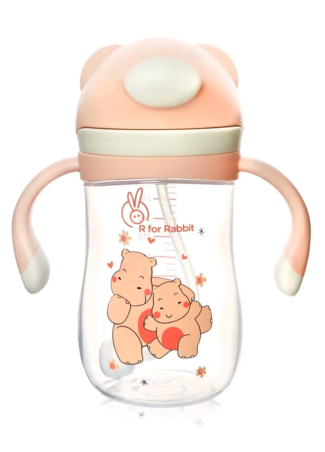 R for Rabbit Premium Hippo Baby Straw Sipper Bottle |10 fl oz | Anti Spill Sippy Cup with Soft Silicone Straw BPA Free & Non-Toxic for Baby or Kids of 12 Months -(300 ml Yellow) R for Rabbit