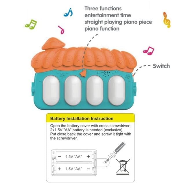Play world Kick and Play Musical Keyboard Piano Baby Play Gym and Fitness Rack with Hanging Rattles, Lights & Mat - Gift for Boys & Girls
