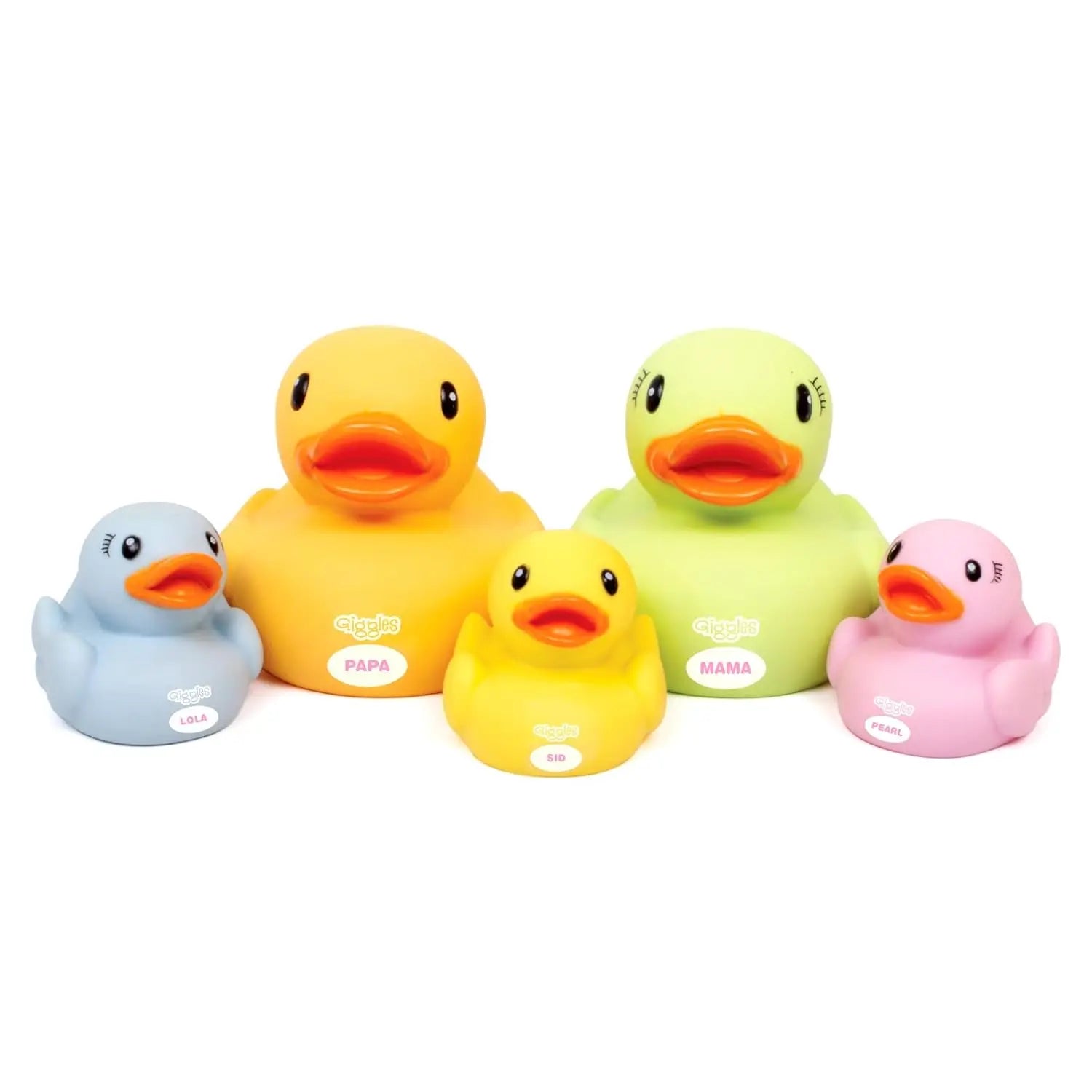 Funskool Giggles Dazzling Duck Family Squeakers , Multicolor Duck Squeakers,Ages : 6 Months, Natural squeaking Sound, Pack of 5, Infant Toys Giggles Funskool