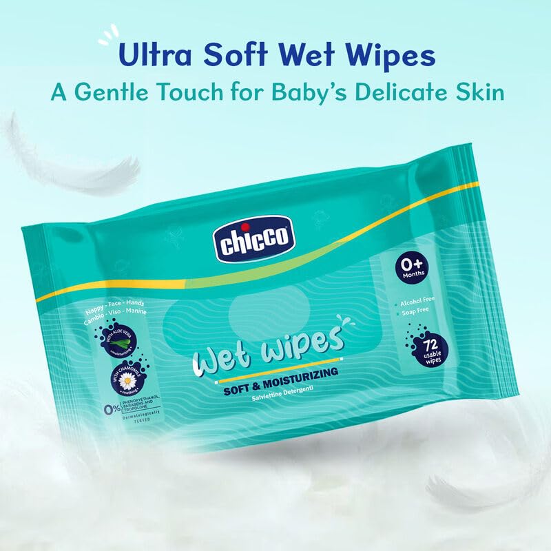 CHICCO Wet Wipes | Soft & Moisturizing - 0m+ (72 PC)