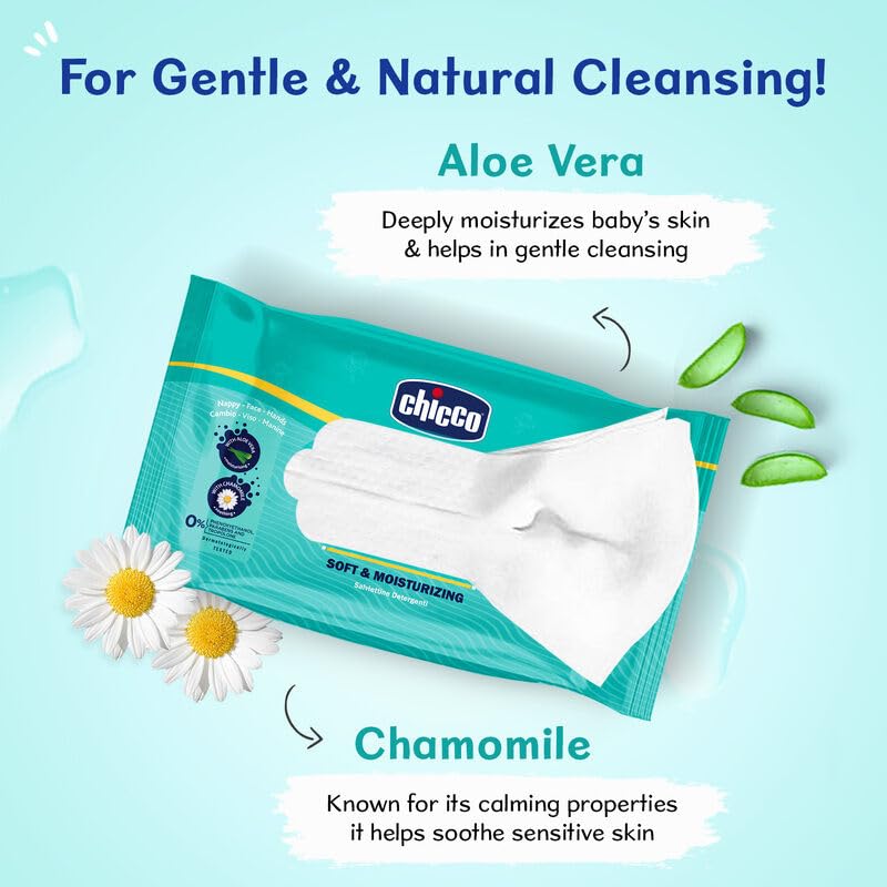 CHICCO Wet Wipes | Soft & Moisturizing - 0m+ (72 PC)