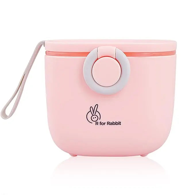 R for Rabbit Silicone First Feed Meal Box for Baby, Kids Multi-Functional Milk Powder Container Box 210G (Pink) R for Rabbit