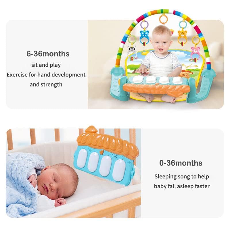 Play world Kick and Play Musical Keyboard Piano Baby Play Gym and Fitness Rack with Hanging Rattles, Lights & Mat - Gift for Boys & Girls