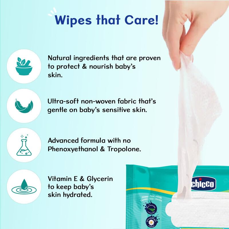 CHICCO Wet Wipes | Soft & Moisturizing - 0m+ (72 PC)
