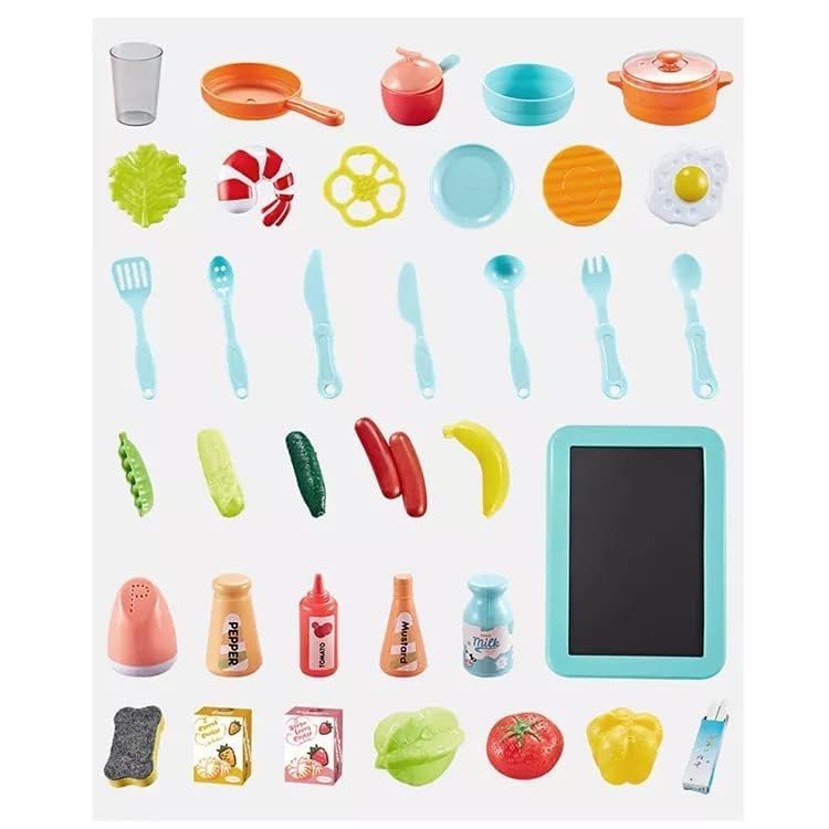Storio Toys Kitchen Set for Kids Girls Big Cooking Set Light and Sound Pretend Play Toy Battery Operated with Accessories - Pink