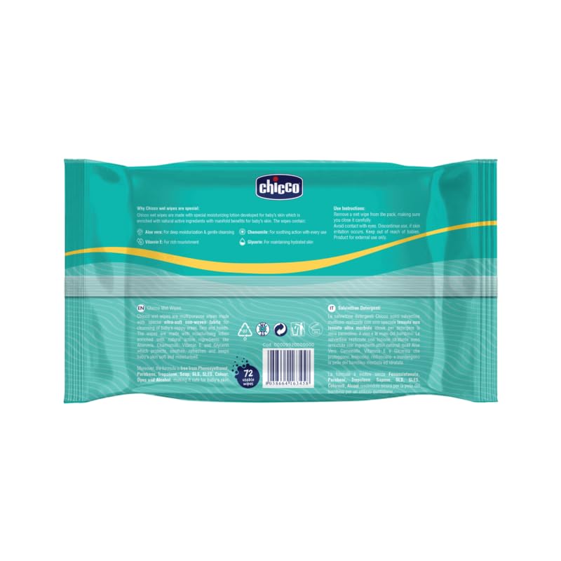 CHICCO Wet Wipes | Soft & Moisturizing - 0m+ (72 PC)