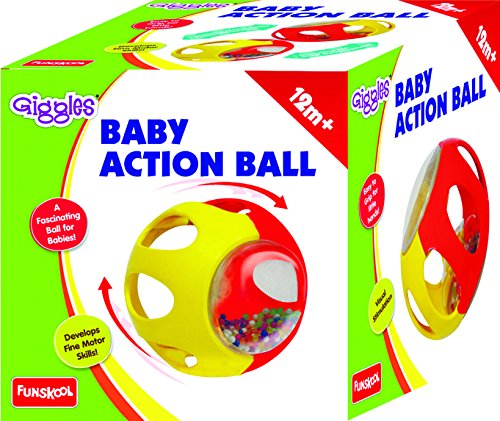 Funskool Giggles - Baby Action Ball, Activity Rattle Ball For Kids, Multicolour, 12 Months & Above, Infant And Preschool Toys, 1 Pcs