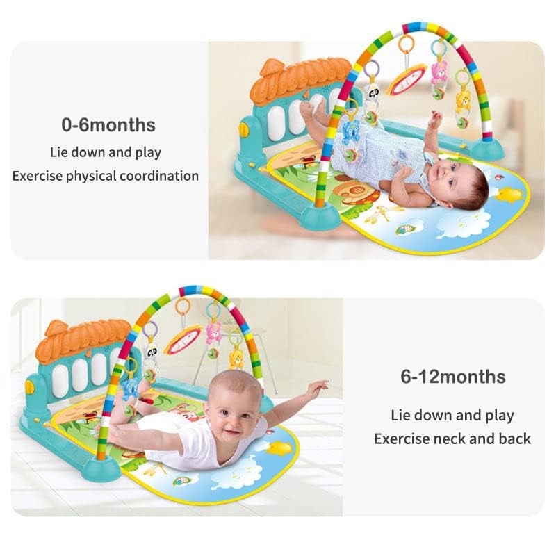 Play world Kick and Play Musical Keyboard Piano Baby Play Gym and Fitness Rack with Hanging Rattles, Lights & Mat - Gift for Boys & Girls