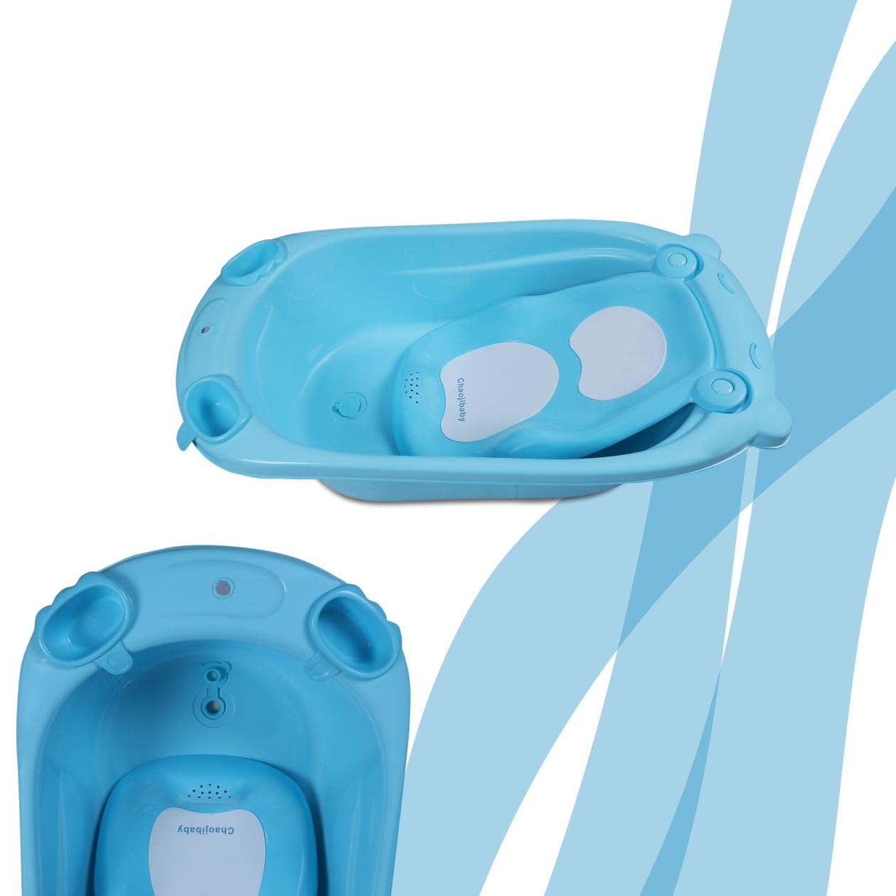 Apple Baby Splash with Seat Sling Baby Bath Tub for Kids, Toddlers 0-3 Years Anti-Slip Kids Bathtub - Blue