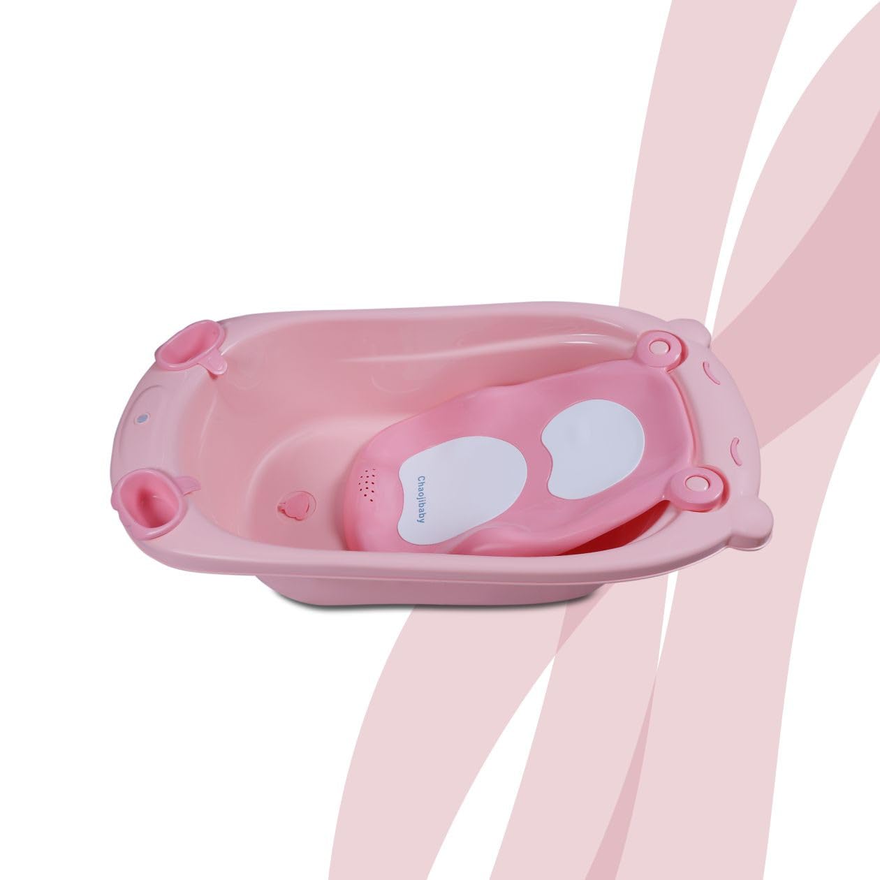 Apple baby Splash with Seat Sling Baby Bath Tub for Kids, Toddlers of 0 to 3 Years Anti-Slip Kids Bathtub for Baby Shower, Baby Bather 0-3 Year | Pink