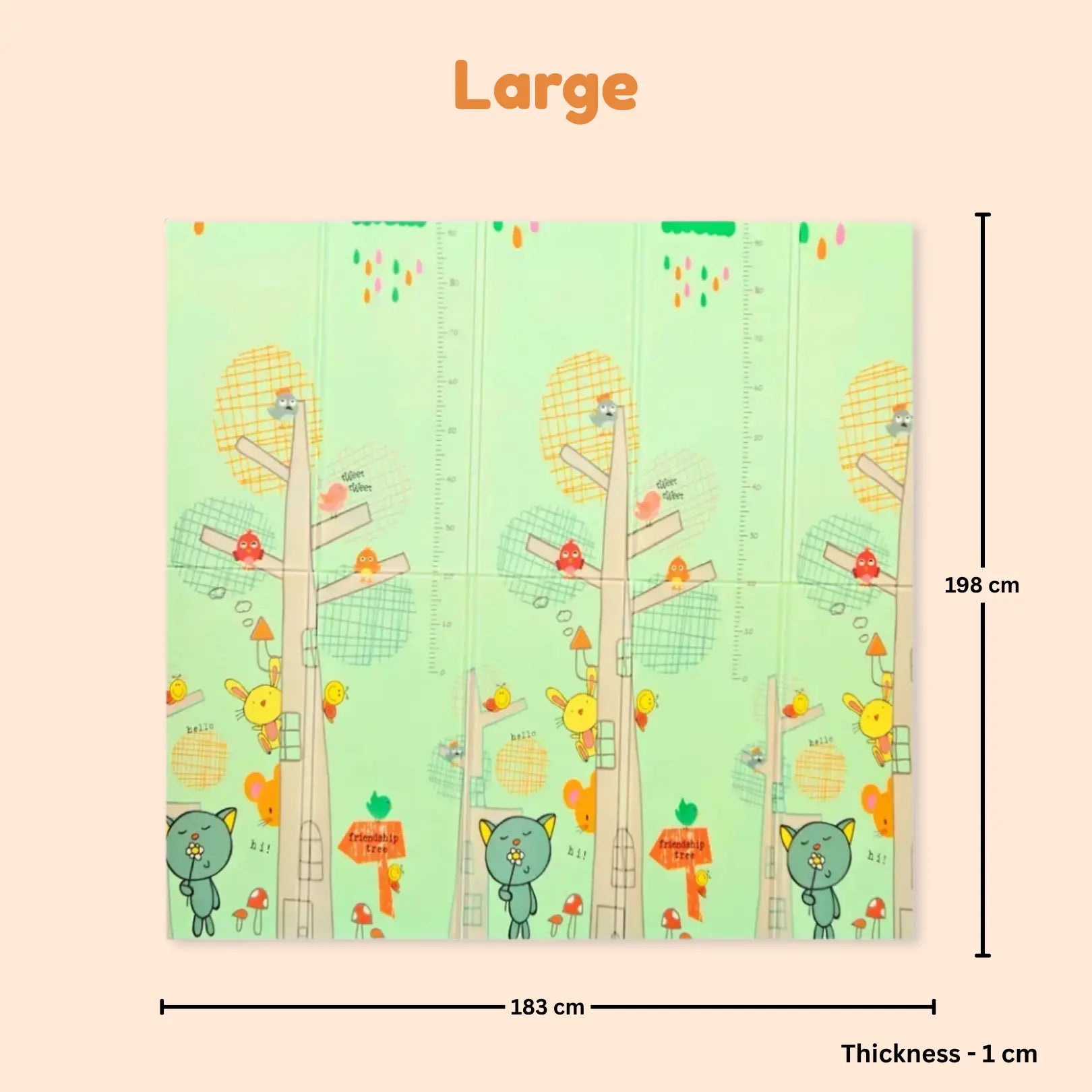 Reversible Baby Play Mat, Learning & Crawling Foldable Foam Mat (Large) babee D