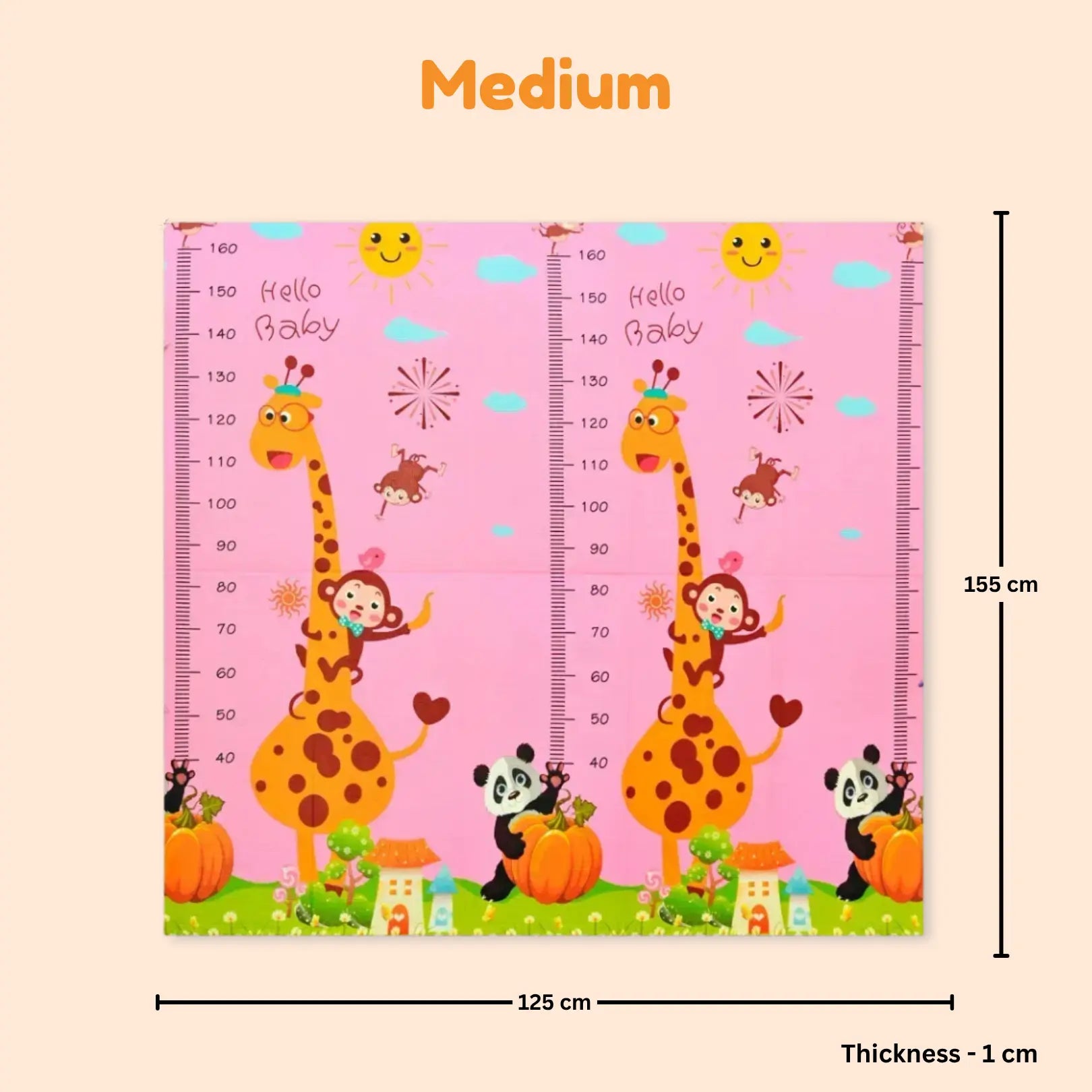 Reversible Baby Play Mat, Learning & Crawling Foldable Foam Mat (Medium) babee D