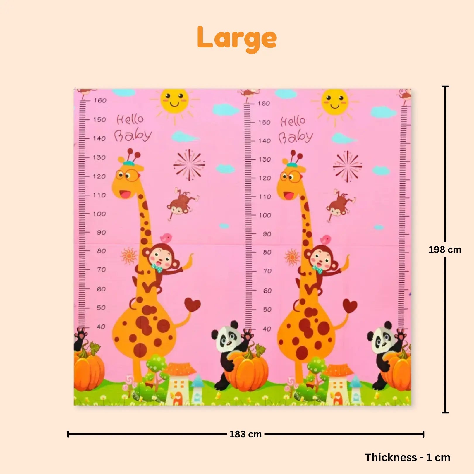 Reversible Baby Play Mat, Learning & Crawling Foldable Foam Mat (Large) babee D