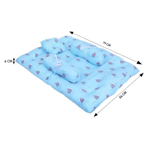 1ST STEP 100% Muslin Cotton Thick New Born Baby Bedding Mattress/Gadda Bed Set for Babies with 2 Side Bolster & Head Pillow