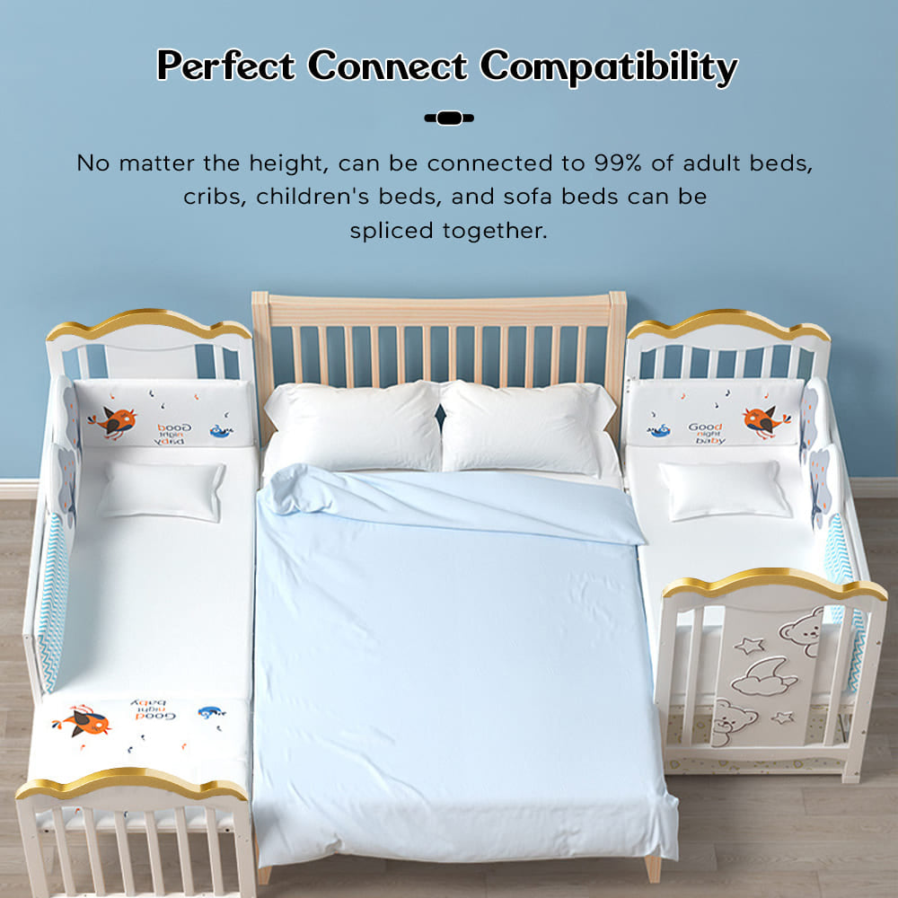 12 in 1 Baby Wooden Cot with Mattress, Convertible Baby Bed with Mosquito Net & Adjustable Stand – White