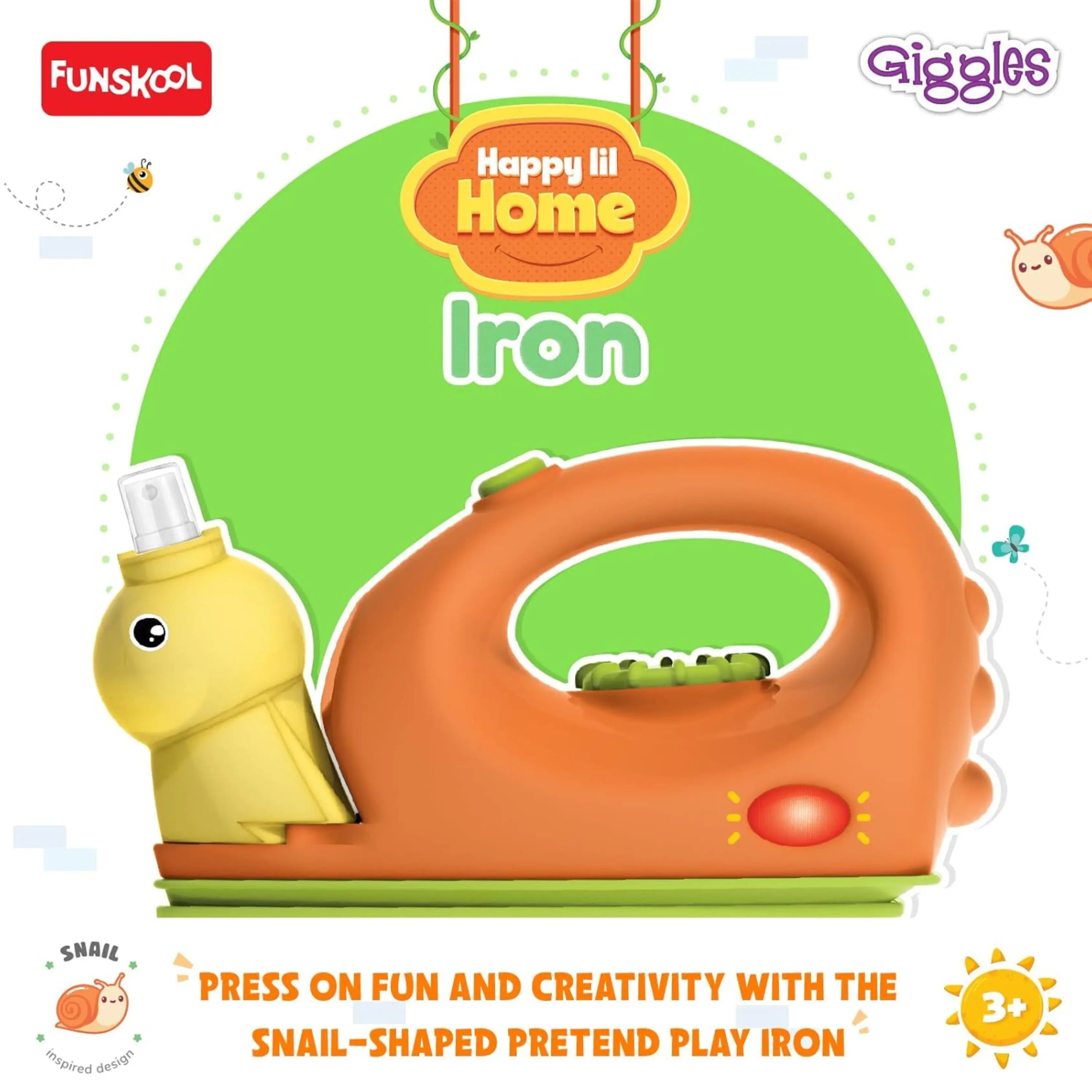 Funskool Giggles Playset Happy Lil Home-Iron, Snail Inspired Pretend Role-Play Toy with Electronic Lights & Sounds, for Kids 3 Year Old & Above. Giggles Funskool