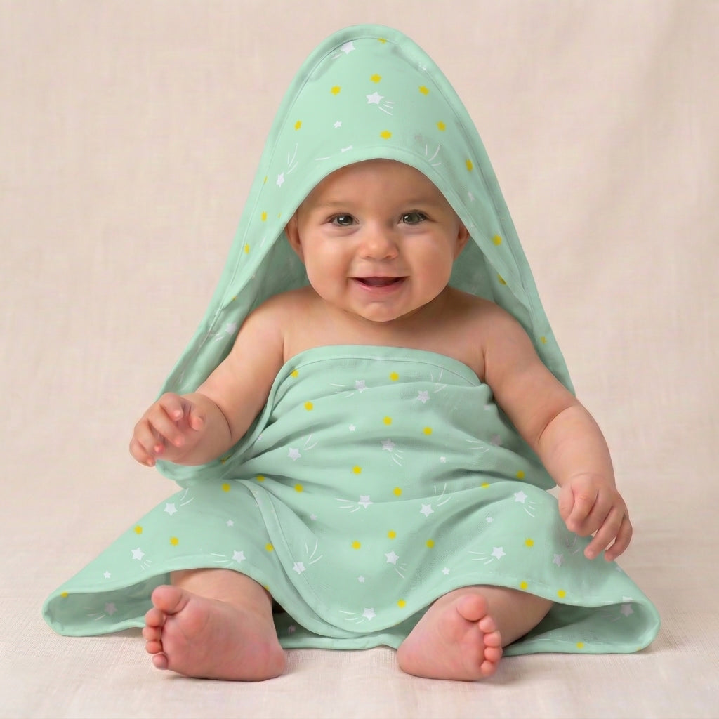 Baby Hooded Towel Cotton 70x70 cm – Soft & Absorbent Newborn Bath Towel with Hood | Gentle, Skin-Friendly & Quick Dry