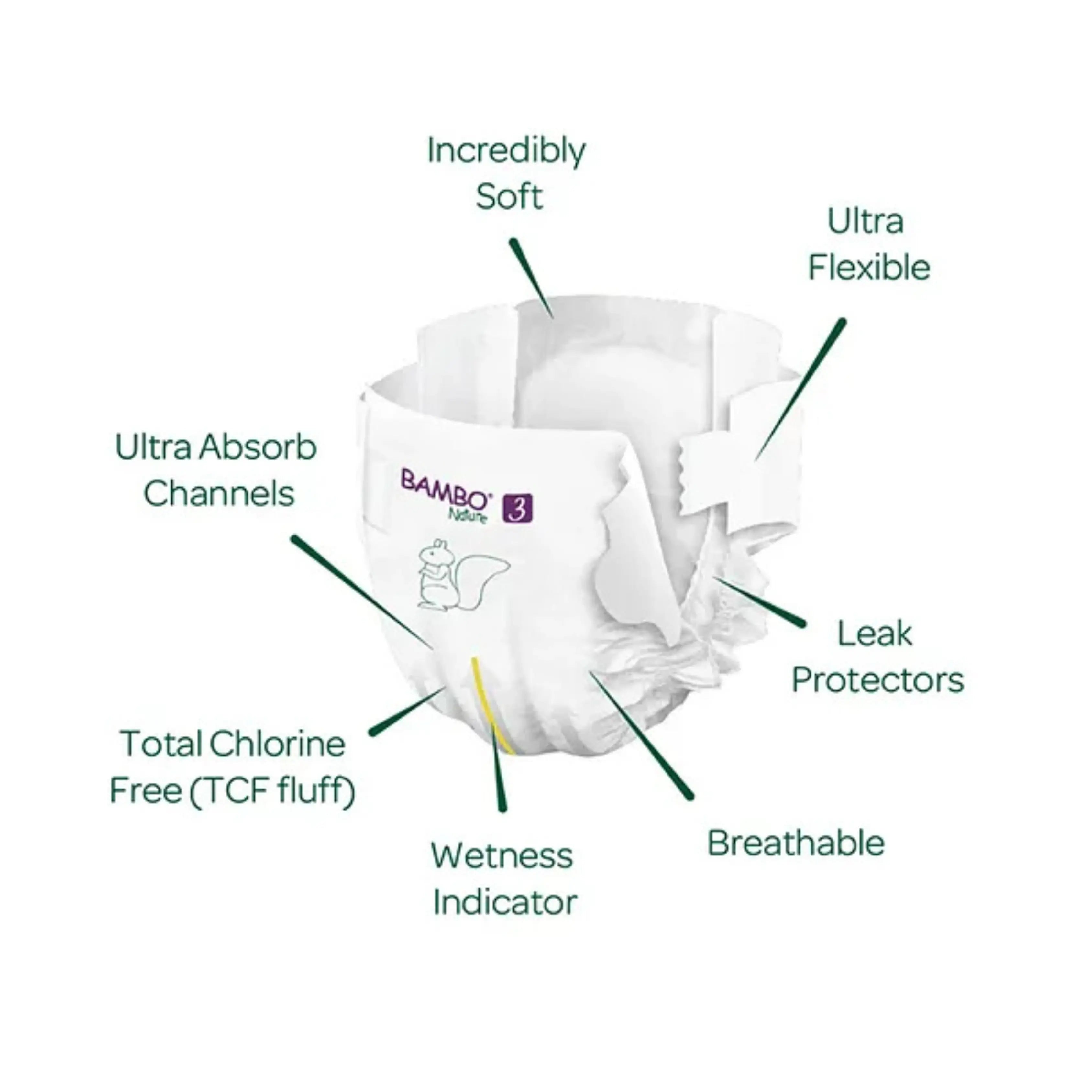 Bambo Nature Diapers Tape (M), 52Pcs  Tall Pack - (pack of 3) Bambo Nature