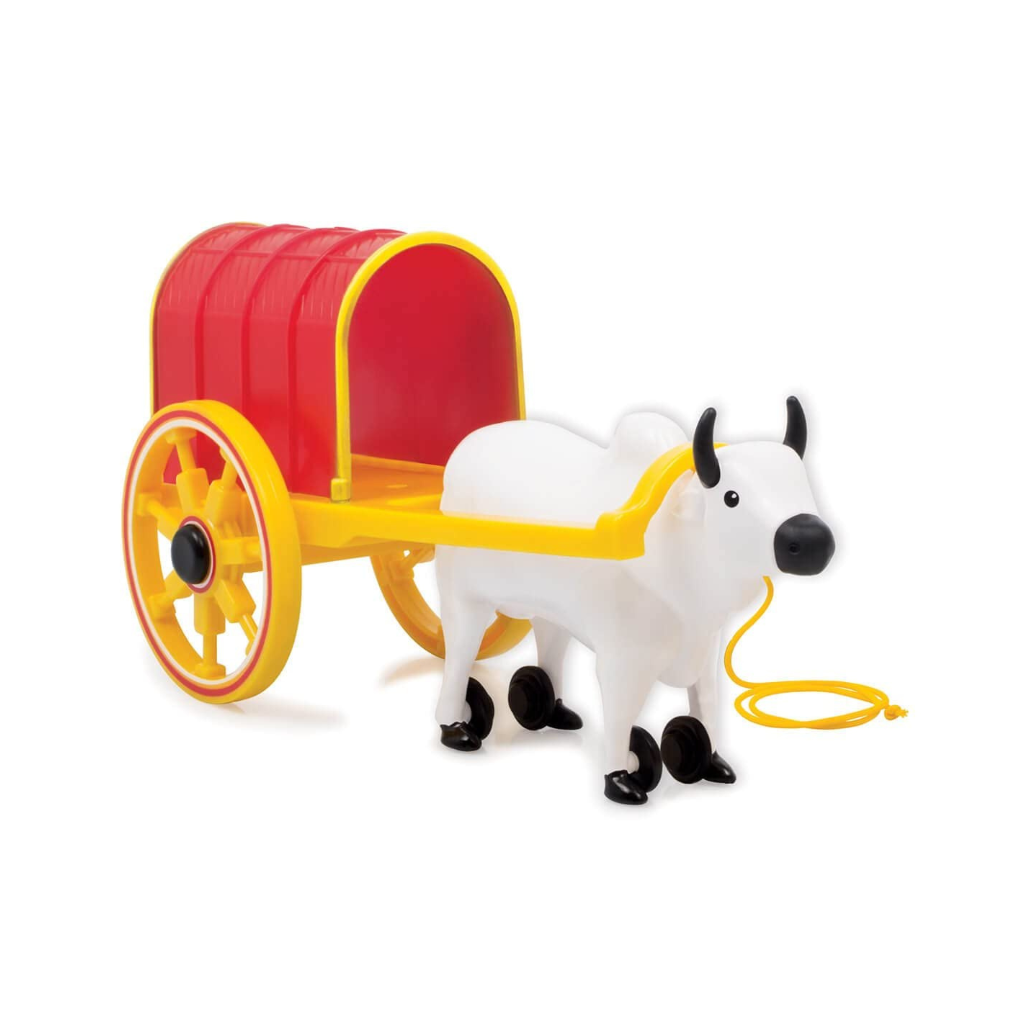 Funskool Giggles - Bullock Cart , Pull string toy, toys for kids, Pull Along Toy , Encourages Walking, Pretend Play,Colours , 12 Months & Above , Infant and Preschool Toys(Multicolour)