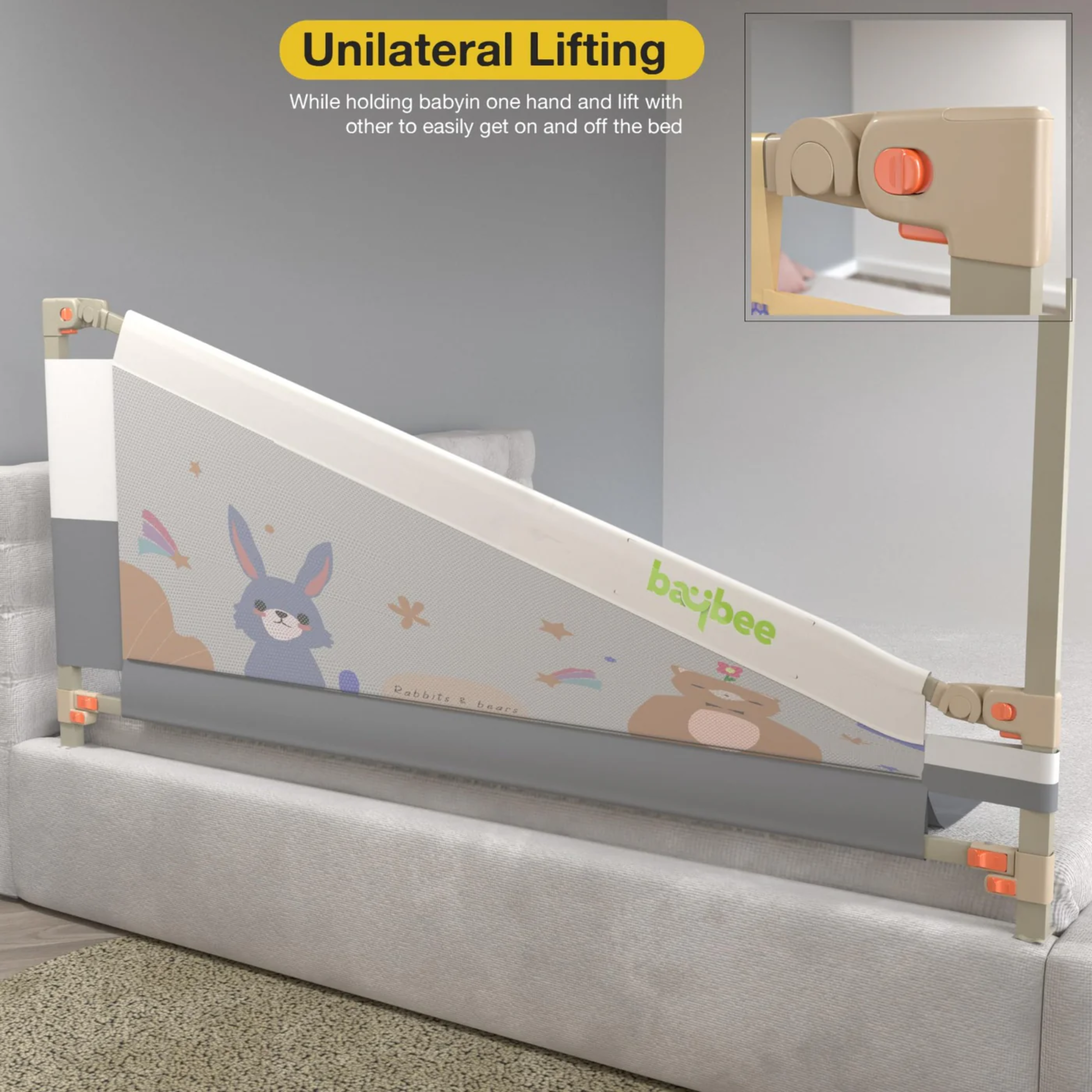 Baby Bed Rail Guard Foldable & Portable Safety Protector (200 x 80 cm) – Toddler Bed Safety Guard with Breathable Mesh, Strong Frame & Easy Installation for Kids (Copy) (Copy)