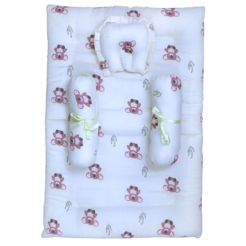 1ST STEP 100% Muslin Cotton Thick New Born Baby Bedding Mattress/Gadda Bed Set for Babies with 2 Side Bolster & Head Pillow