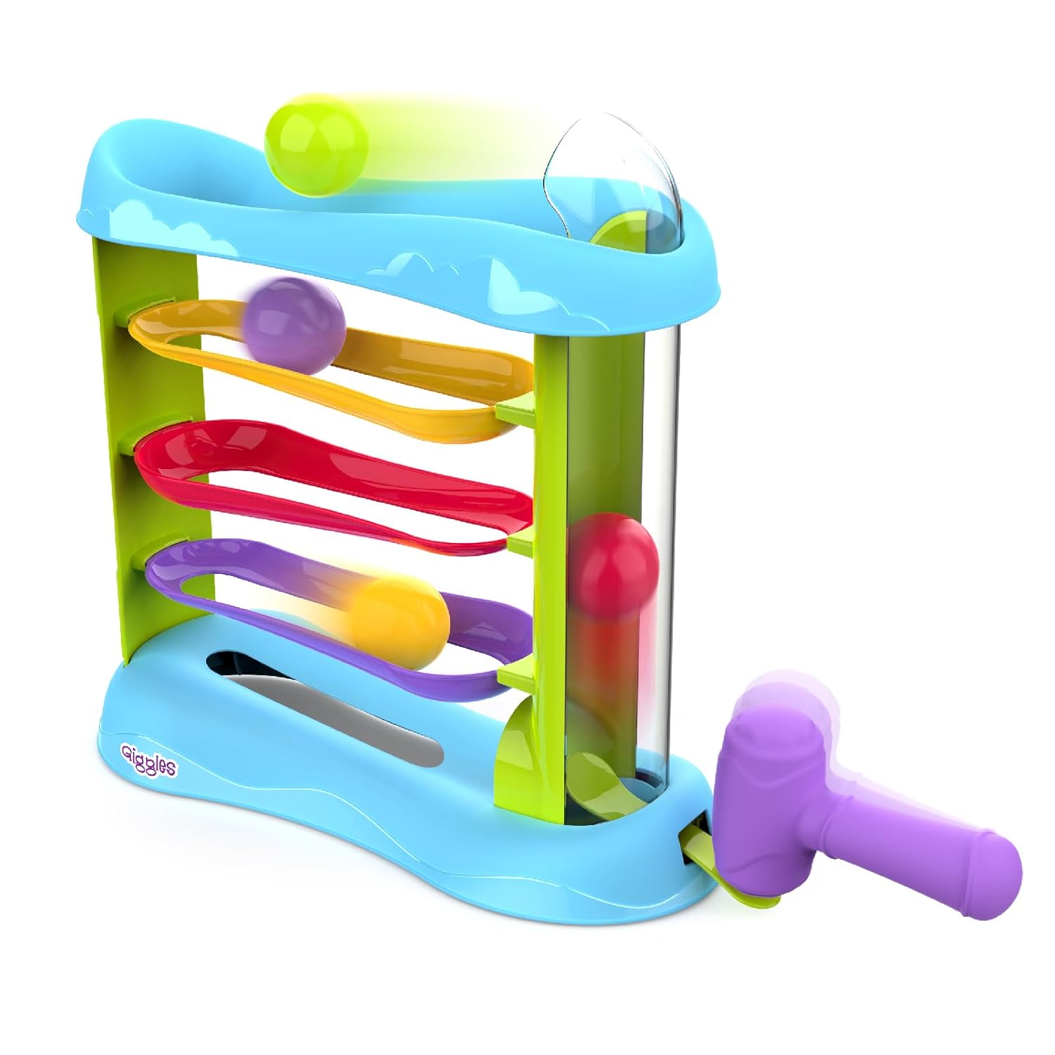 Funskool Giggles Bash & Pop Slide Tower, Hammer Toy with 4 Colorful Balls, Early Learning & Activity Toy for Kids 18 Months+, Motor Skills, Hand-Eye Coordination & Fun Playset for Toddlers