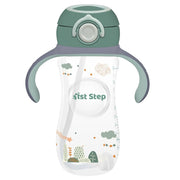 1st Step 330 ml BPA Free Anti-Spill Soft Silicone Weighted Straw Baby Sipper Cup with Twin Handle and Flip Top (6m+) - Green 1st Step