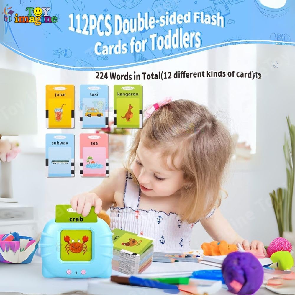 Talking Flash Cards Toy for Kids | 224-Word Learning Device for Toddlers | Montessori Learning Toys for Boys & Girls Ages 2-6 | Preschool Game & Birthday Present