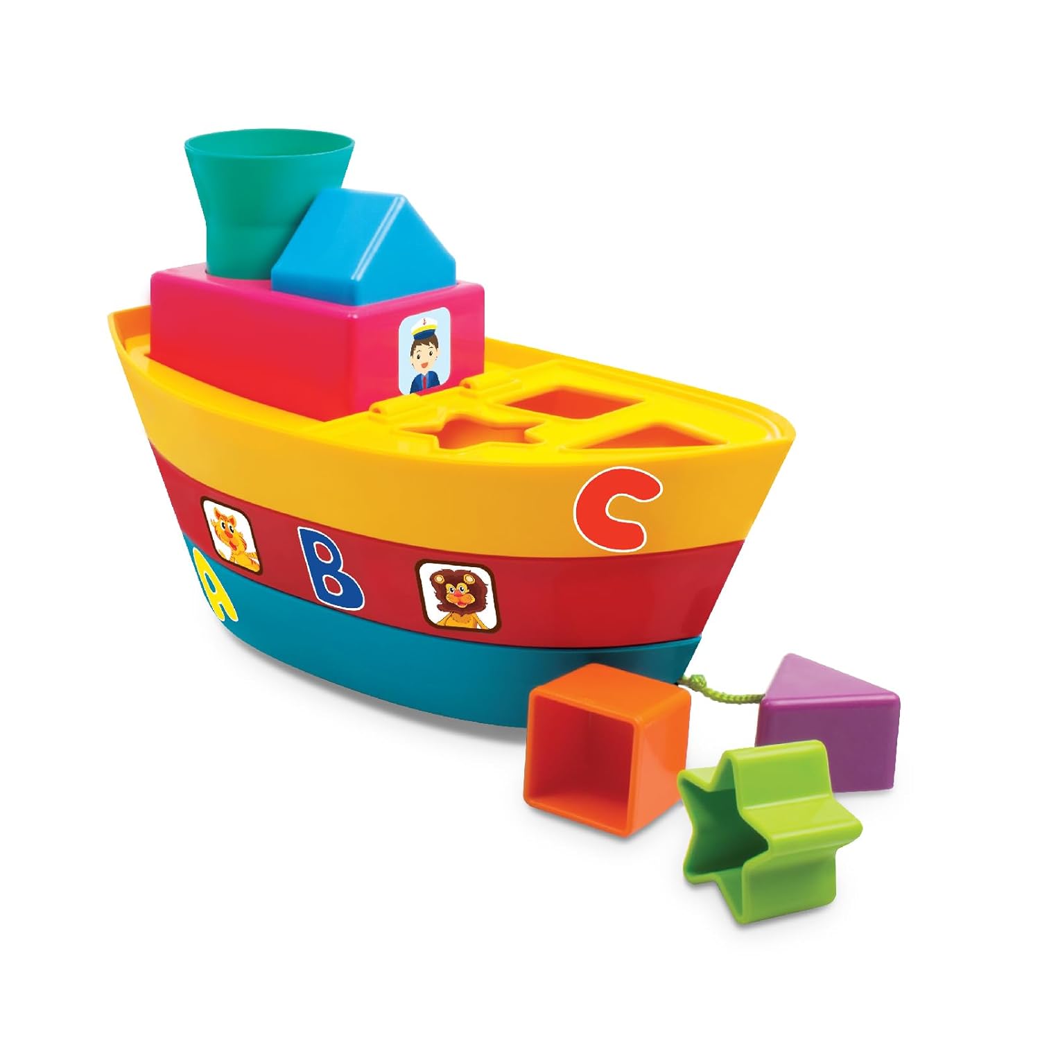 Giggles Funskool Stack A Boat, Pull Along, Nesting & Stackable Toy for Kids, Encourages Learning & Development, Fun Activity for Babies, Gift Set for Kid, Age 18+ Months