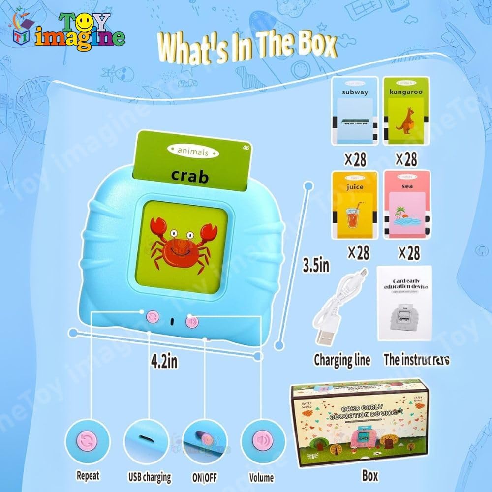 Talking Flash Cards Toy for Kids | 224-Word Learning Device for Toddlers | Montessori Learning Toys for Boys & Girls Ages 2-6 | Preschool Game & Birthday Present