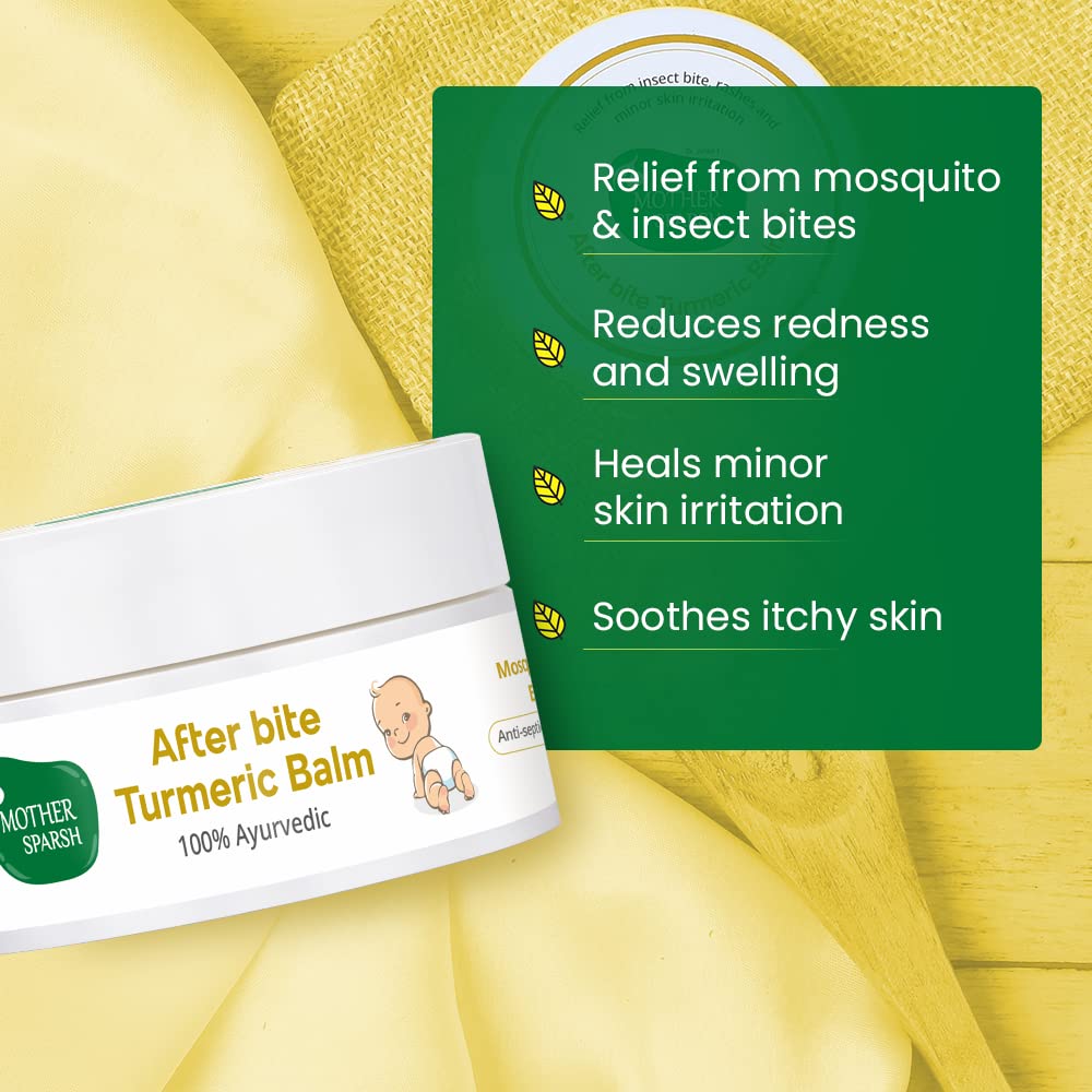 Mother Sparsh After Bite Turmeric Balm for Rashes And Mosquito Bites, 100% Ayurvedic, Gentle Skin Roll-On Formula, 25gm