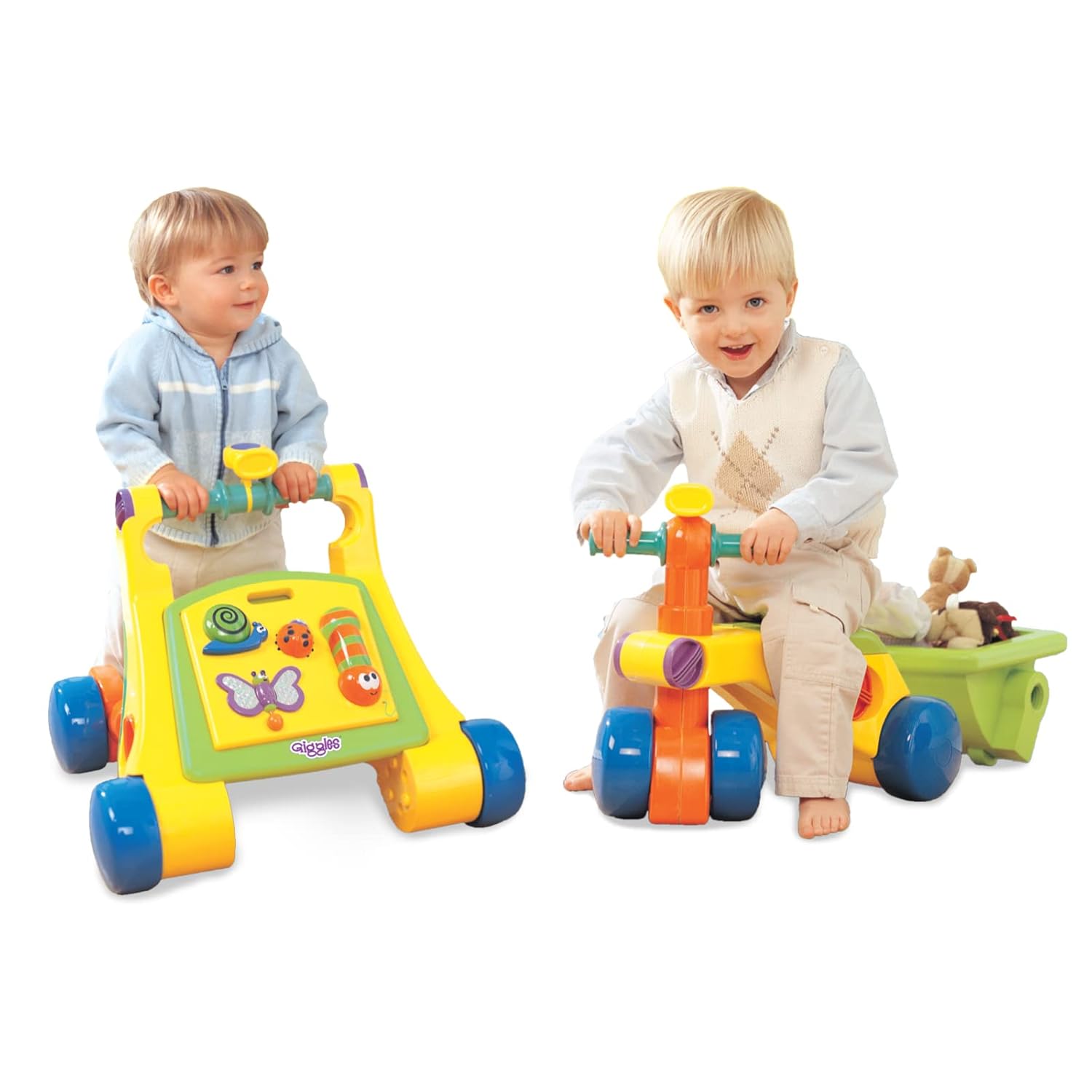 Giggles Funskool Walk N Drive, 3in1 Fun & Development Activity Toy for Babies, Encourage Walking, Improve Balance & Coordination, Stimulate Senses, Multicolour, Gift Set for Kids, Ages 9+ Months