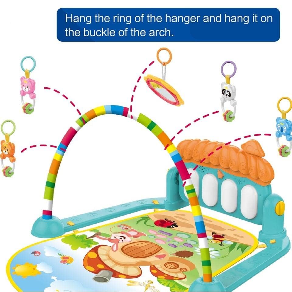 Play world Kick and Play Musical Keyboard Piano Baby Play Gym and Fitness Rack with Hanging Rattles, Lights & Mat - Gift for Boys & Girls