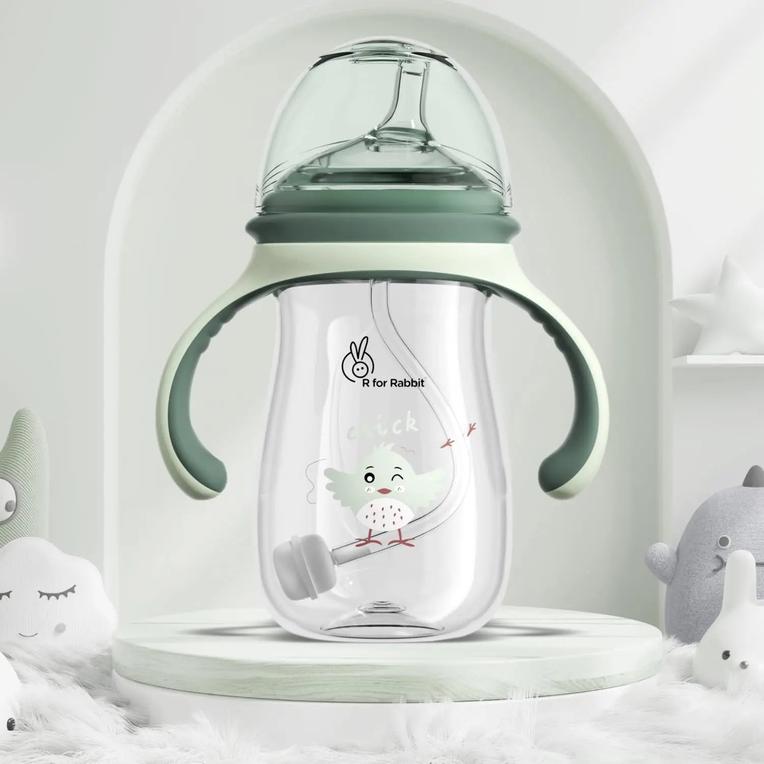 R for Rabbit Tritan Tweet 240 ml Baby Spout Cup for Kids | Twin Handle Non Toxic BPA Free Soft Silicone Spout Sipper Bottle | Leak Proof Drinking Sippy Cup for 6+ Month Infant Baby Boy & Girl (Green) R for Rabbit