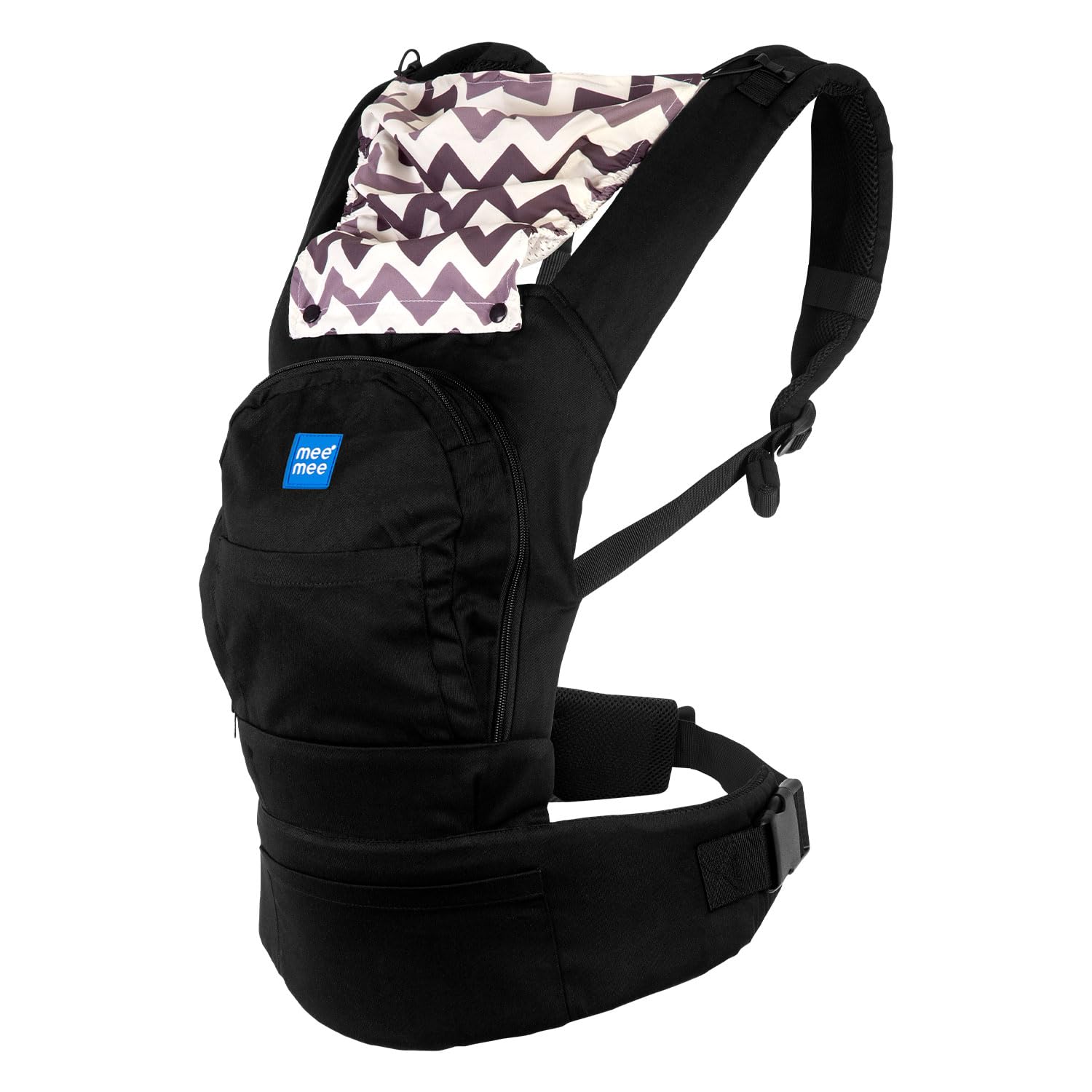 Mee Mee Cuddle Up Baby Carrier | 0-2 Years, Upto 16 Kgs Baby | Light Weight Kangaroo Baby Carry Bags/Wrap | Padded Waist Belt Comfortable Carrying Positions | Lightweight & Travel Friendly (Black Grey)