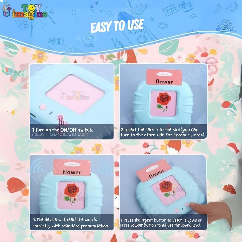 Talking Flash Cards Toy for Kids | 224-Word Learning Device for Toddlers | Montessori Learning Toys for Boys & Girls Ages 2-6 | Preschool Game & Birthday Present